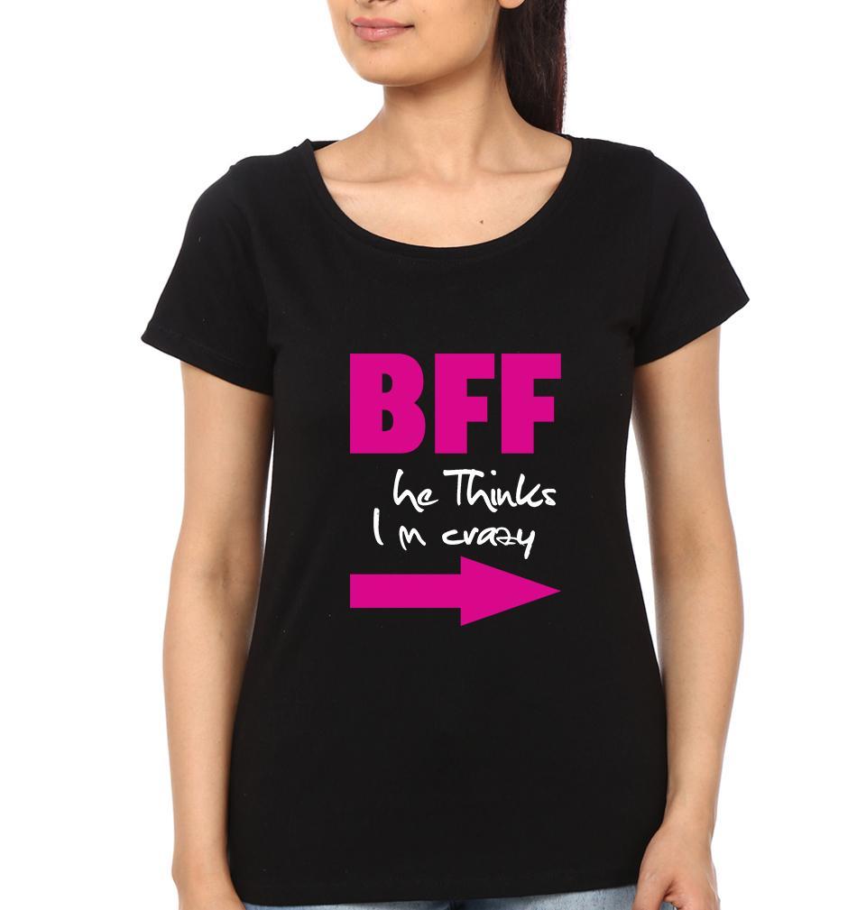 She is Crazy BFF Half Sleeves T-Shirts-FunkyTees