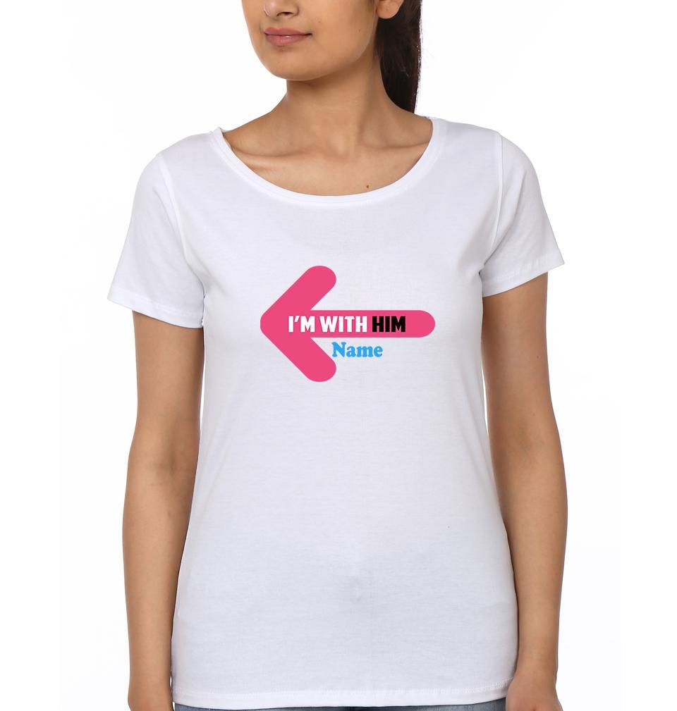I'M With Her Him Couple Half Sleeves T-Shirts -FunkyTees