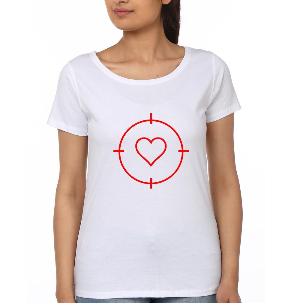 Heart Aerow Couple Half Sleeves T-Shirts -FunkyTees
