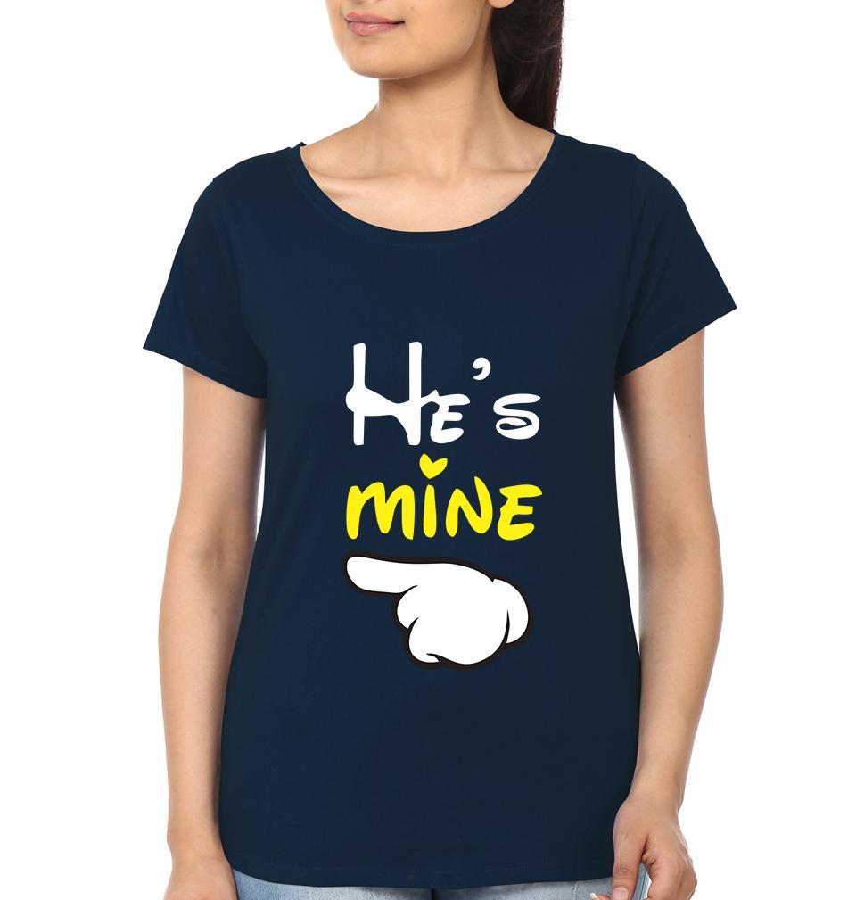 He is Mine She is Mine Couple Half Sleeves T-Shirts -FunkyTees