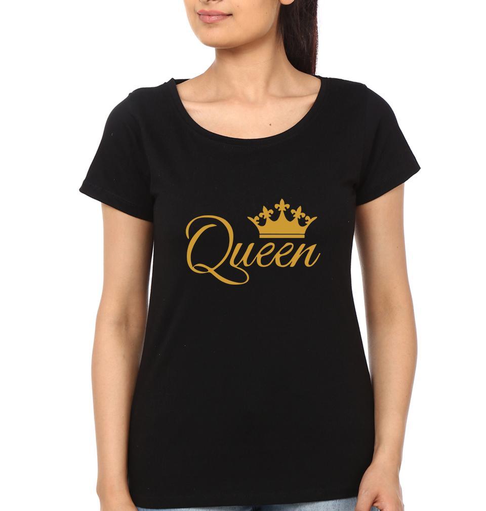 King Queen Couple Half Sleeves T-Shirts -FunkyTees