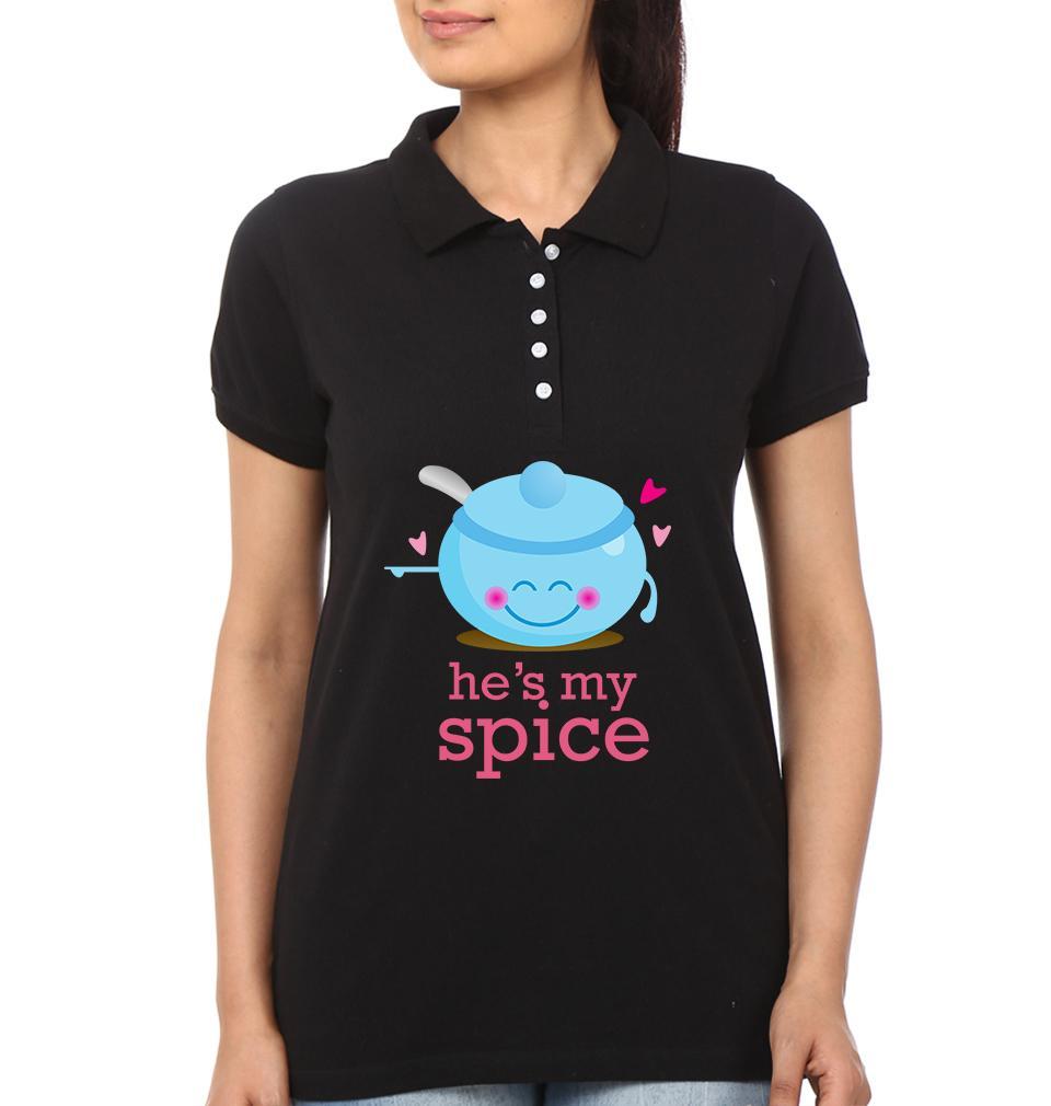 Sugar Spice Couple Polo Half Sleeves T-Shirts -FunkyTees