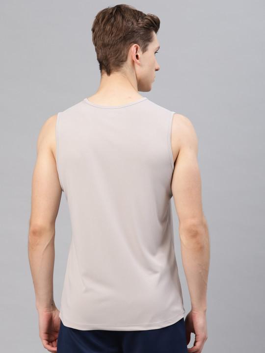 Plain Grey Melange Sleeveless T-Shirt-FunkyTeesClub