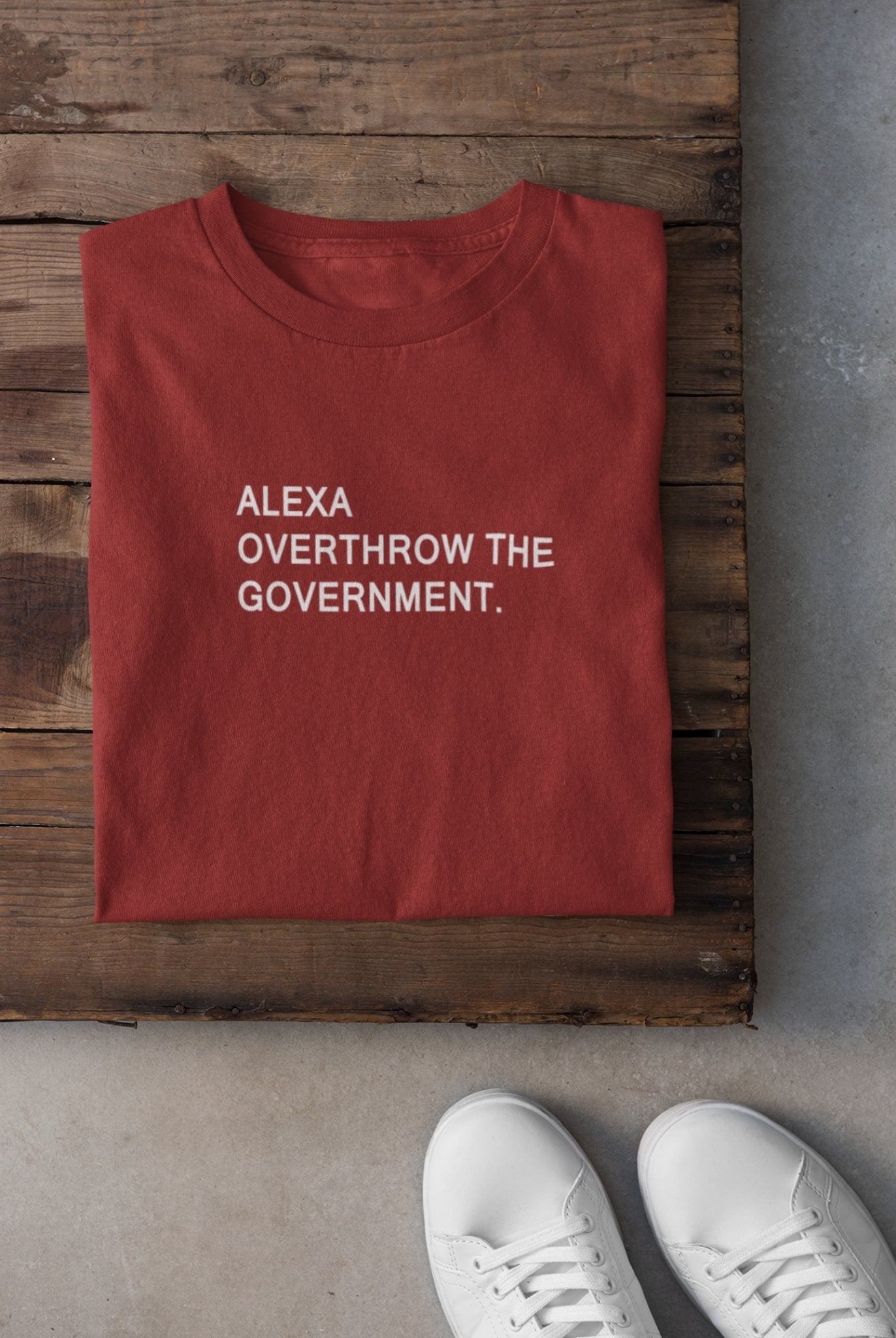 Alexa Overthrow The Government Women Half Sleeves T-shirt- FunkyTeesClub - Funky Tees Club