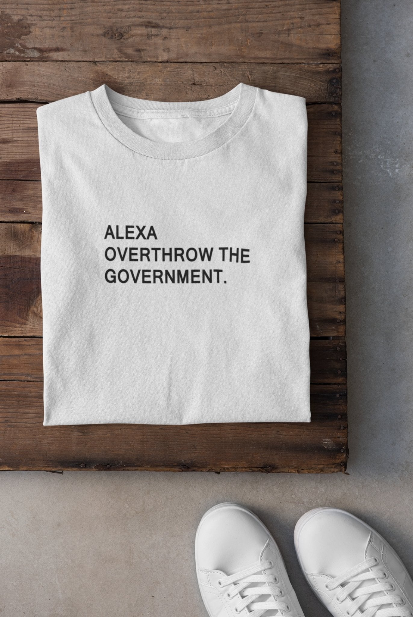 Alexa Overthrow The Government Women Half Sleeves T-shirt- FunkyTeesClub - Funky Tees Club