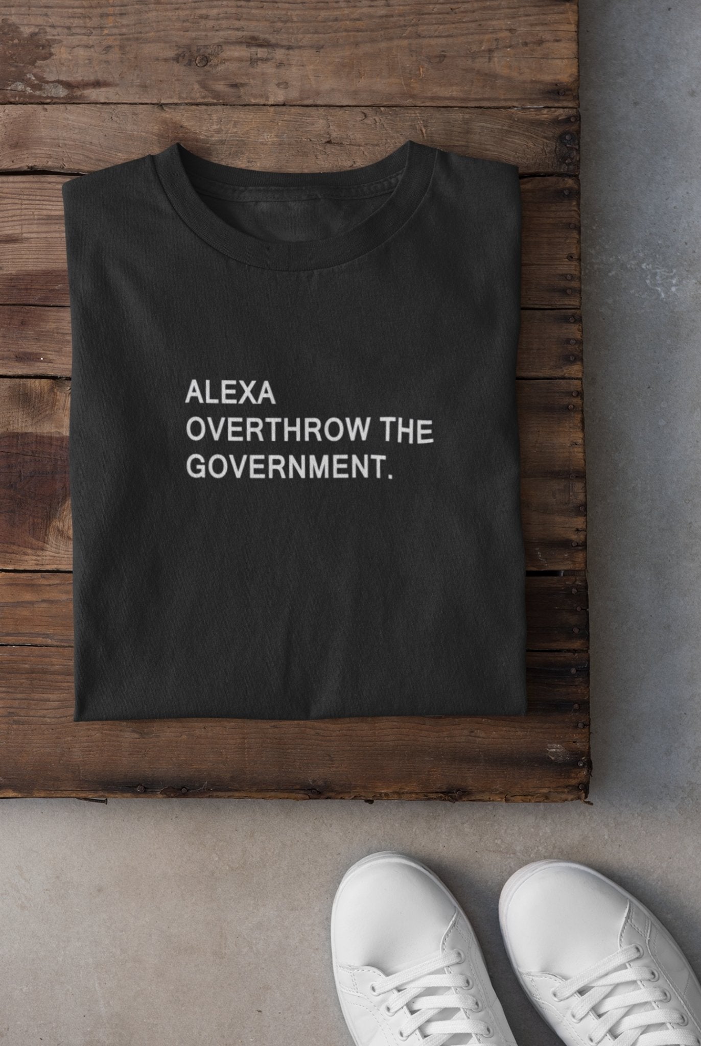 Alexa Overthrow The Government Women Half Sleeves T-shirt- FunkyTeesClub - Funky Tees Club