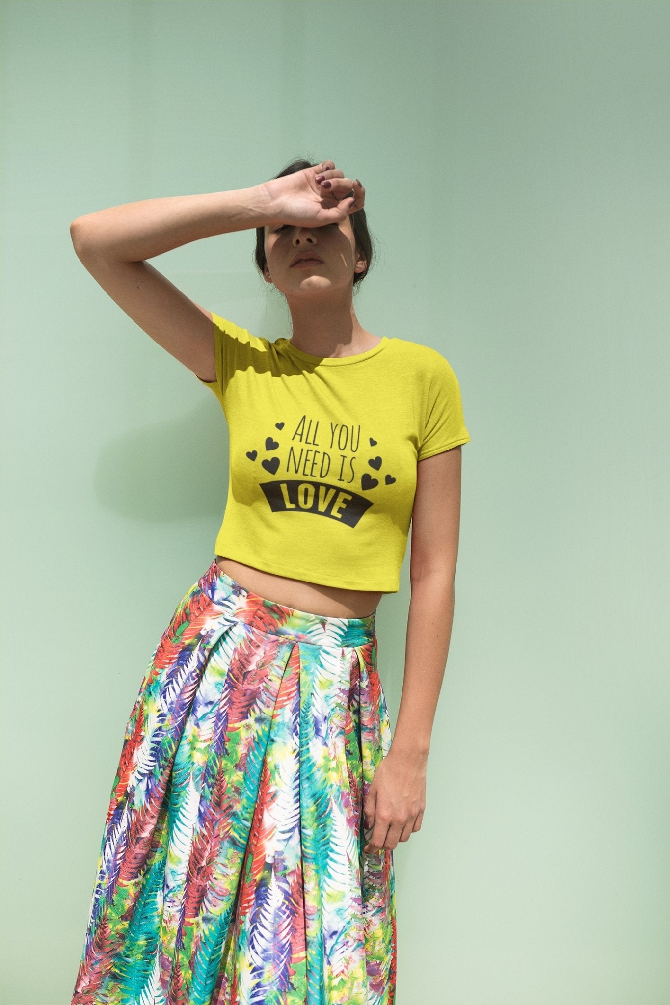 All you need is love Women Crop Top- FunkyTeesClub - Funky Tees Club