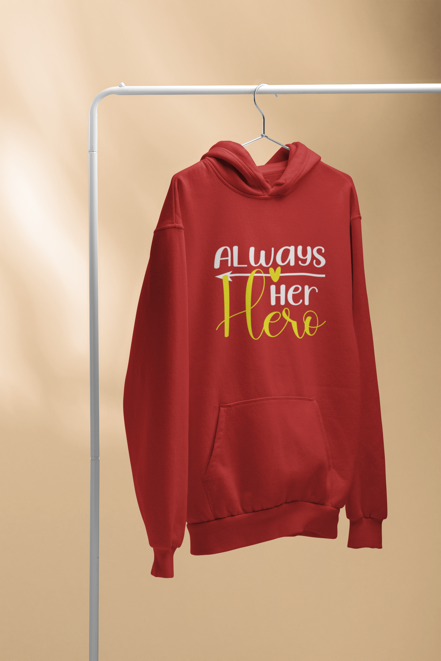 Always Her Hero Father and Daughter Red Matching Hoodies- FunkyTeesClub