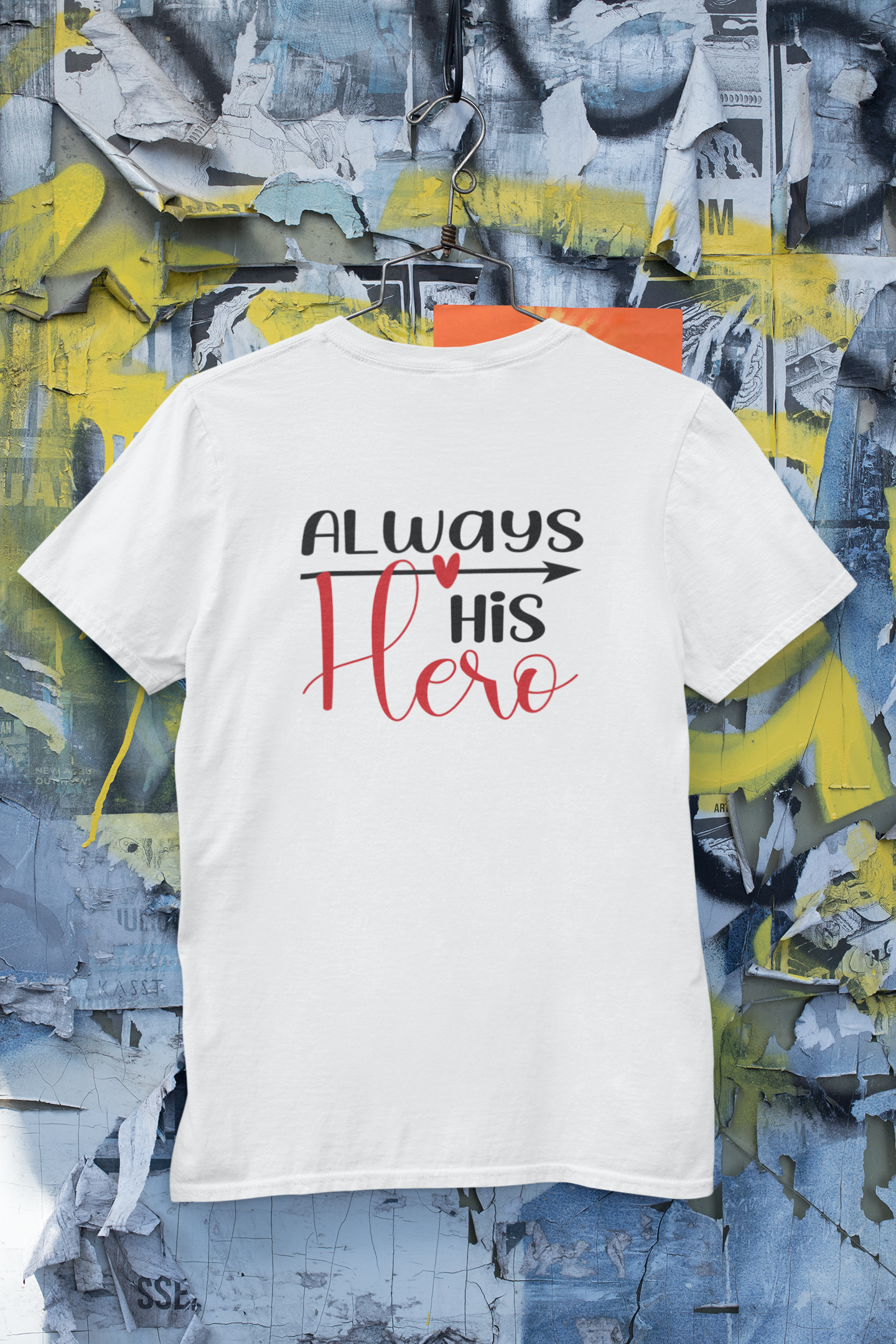 Always His Hero Father and Son White Matching T-Shirt- FunkyTeesClub