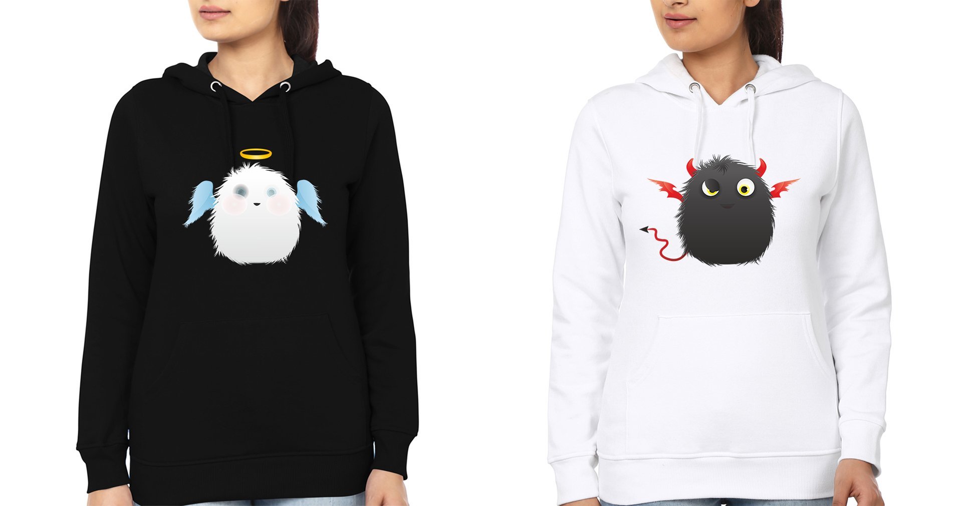 Angel Devil BFF Hoodies-FunkyTees - Funky Tees Club