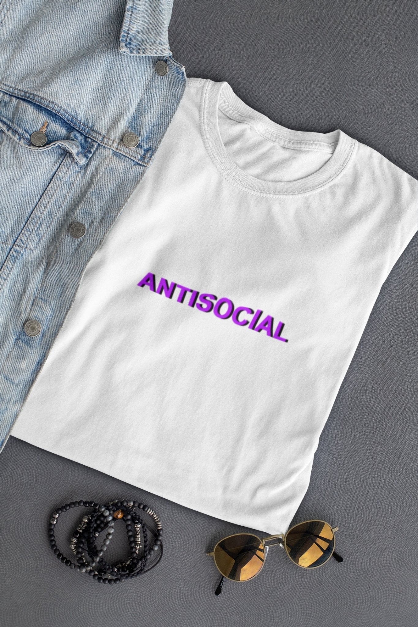 Antisocial Minimal Women Half Sleeves T-shirt- FunkyTeesClub - Funky Tees Club