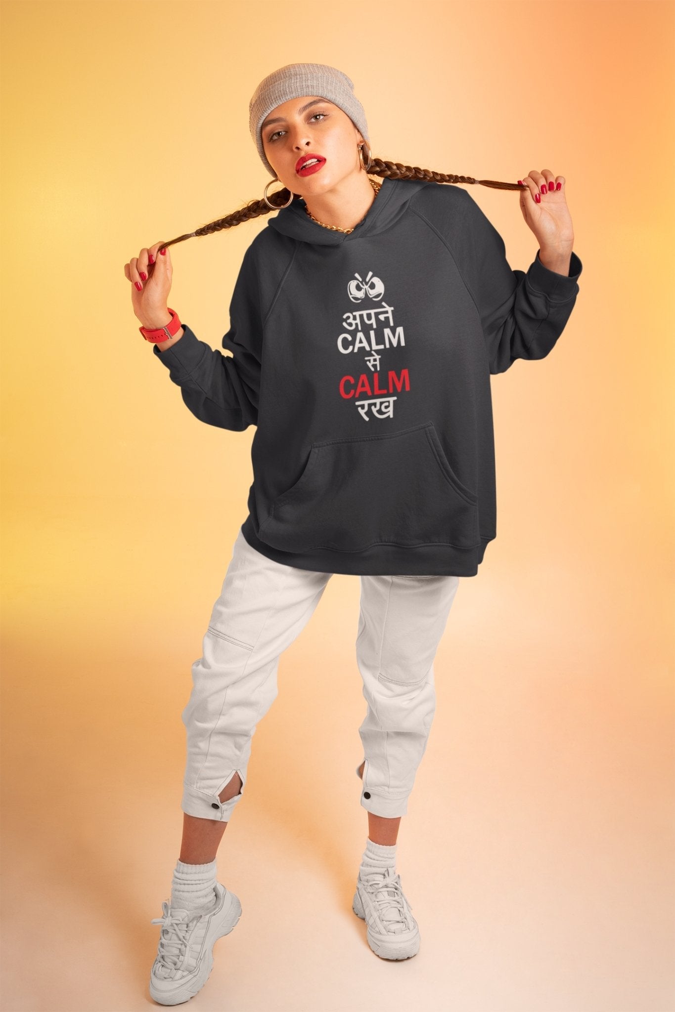 Apne Kaam Se Kaam Typography Hoodies for Women-FunkyTeesClub - Funky Tees Club