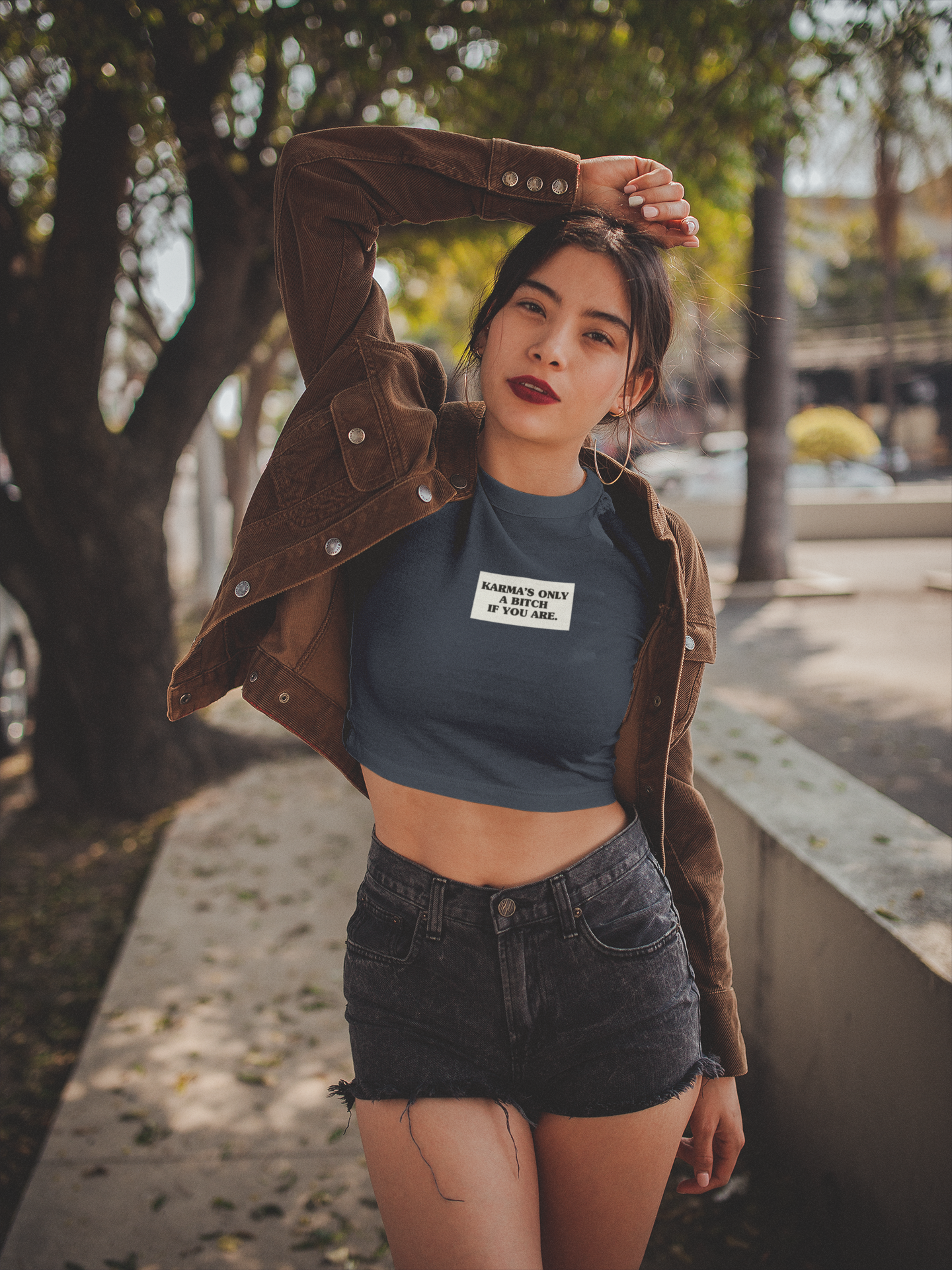 Karmas Is Only Bitch If You Are Quotes Women Crop Top- FunkyTeesClub