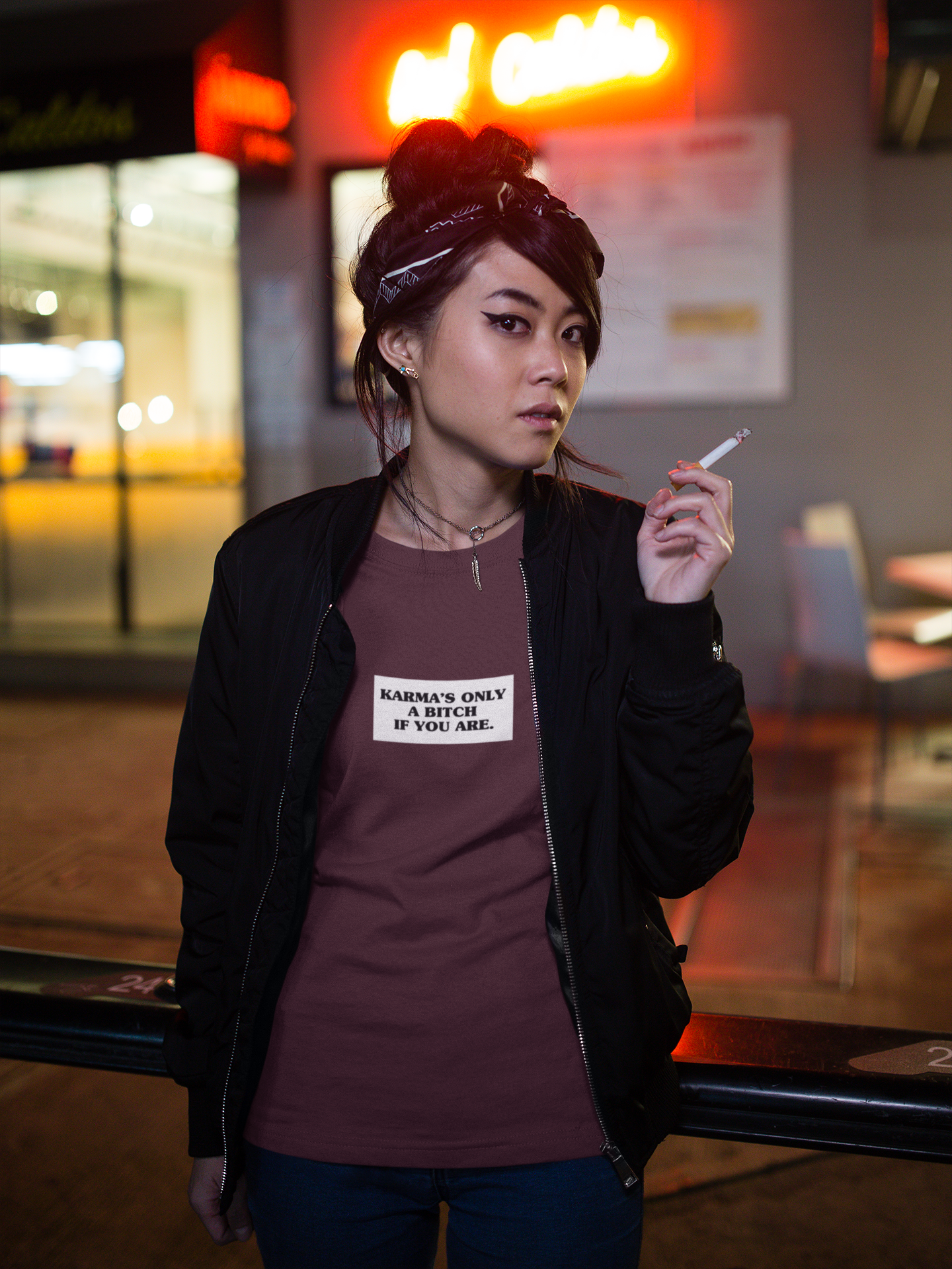 Karma Is Only Bitch If You Are Women Half Sleeves T-shirt- FunkyTeesClub