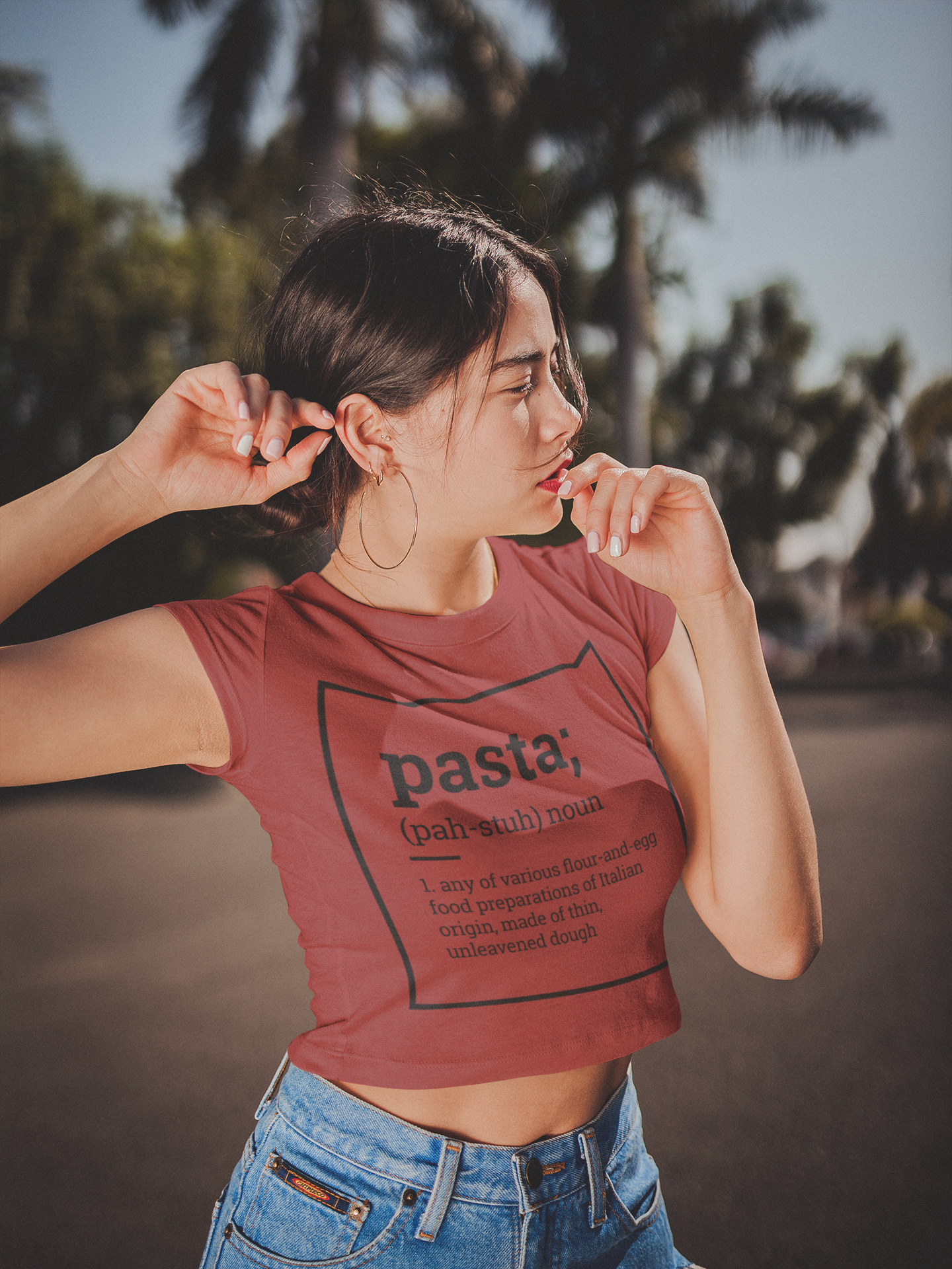 Label pantry pasta definition Women Crop Top- FunkyTeesClub
