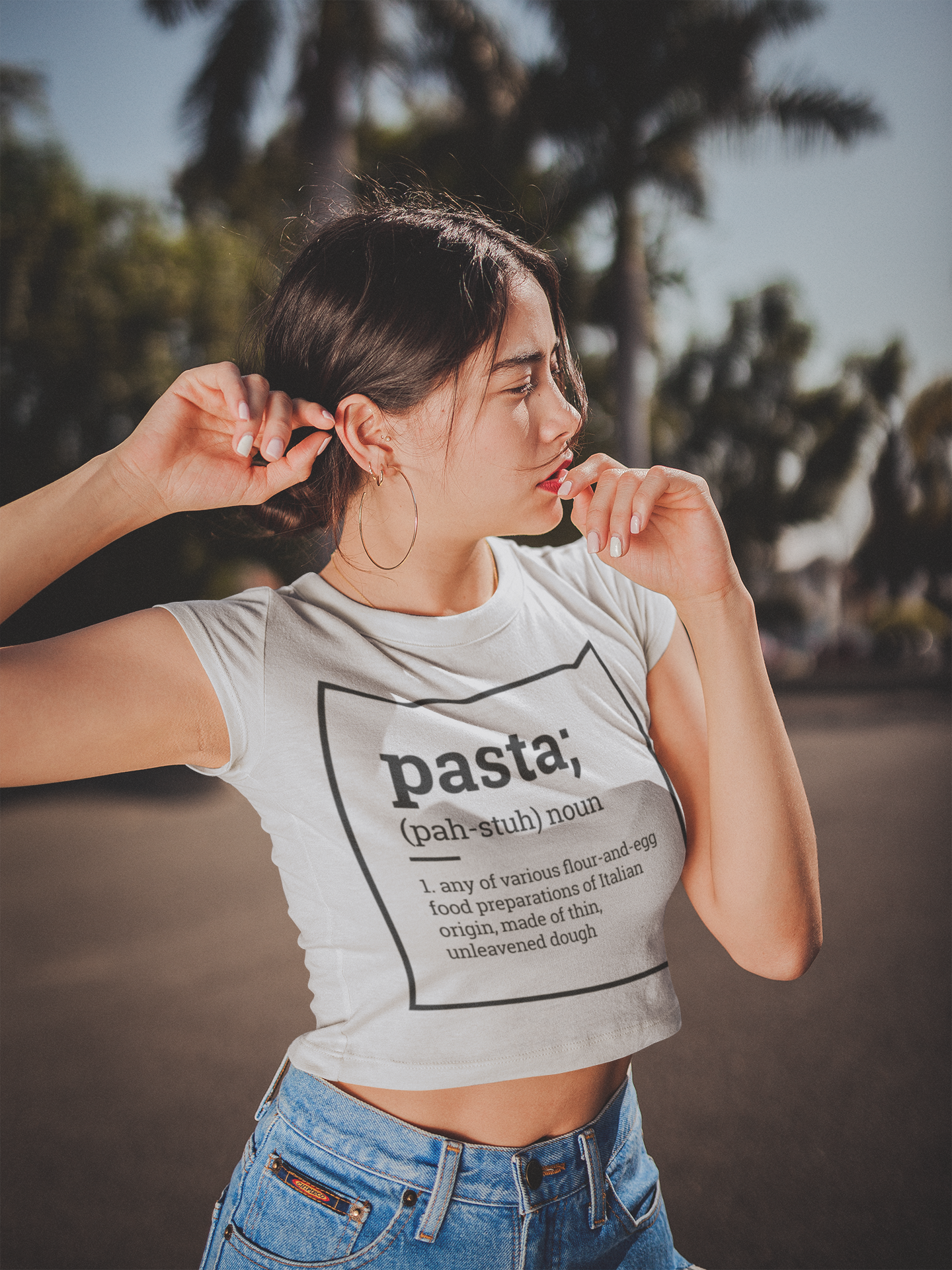 Label pantry pasta definition Women Crop Top- FunkyTeesClub