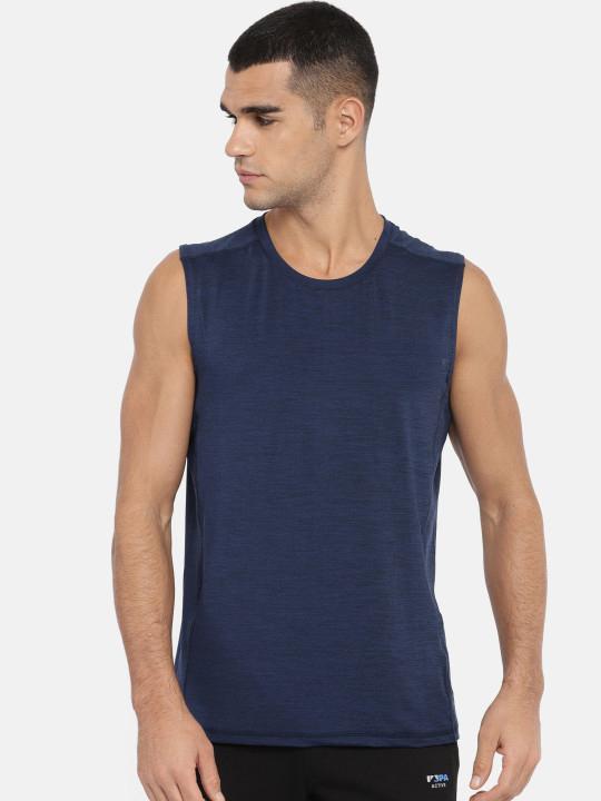 Plain Navy Blue Sleeveless T-Shirt-FunkyTeesClub