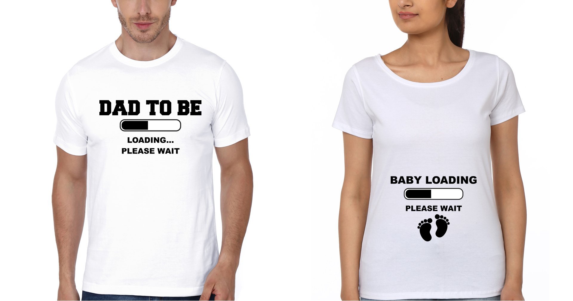 Baby Loading Couple Half Sleeves T-Shirts -FunkyTees - Funky Tees Club