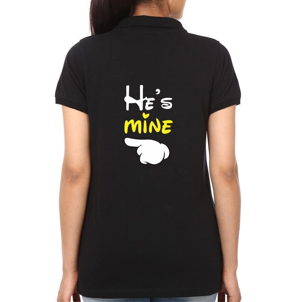 Back He is Mine She is Mine Couple Polo Half Sleeves T-Shirts -FunkyTees - Funky Tees Club
