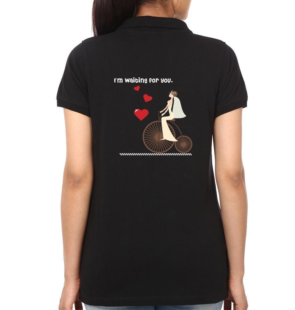 Back Waiting for you Couple Polo Half Sleeves T-Shirts -FunkyTees - Funky Tees Club