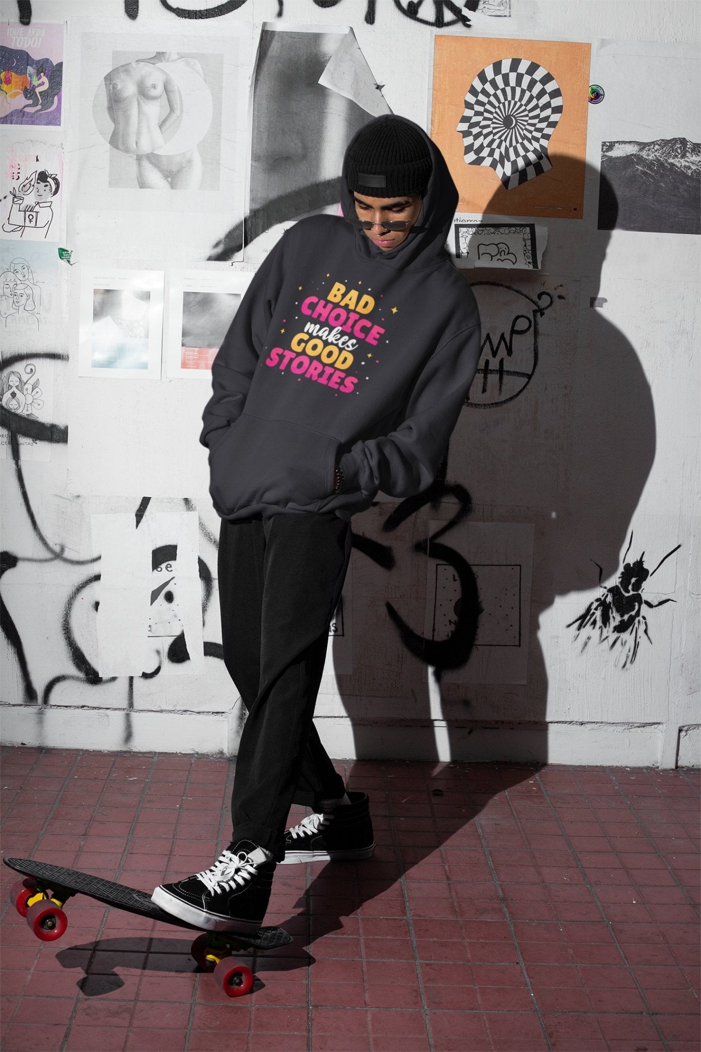 Bad Choice Make Good Stories Typography Men Hoodies-FunkyTeesClub - Funky Tees Club