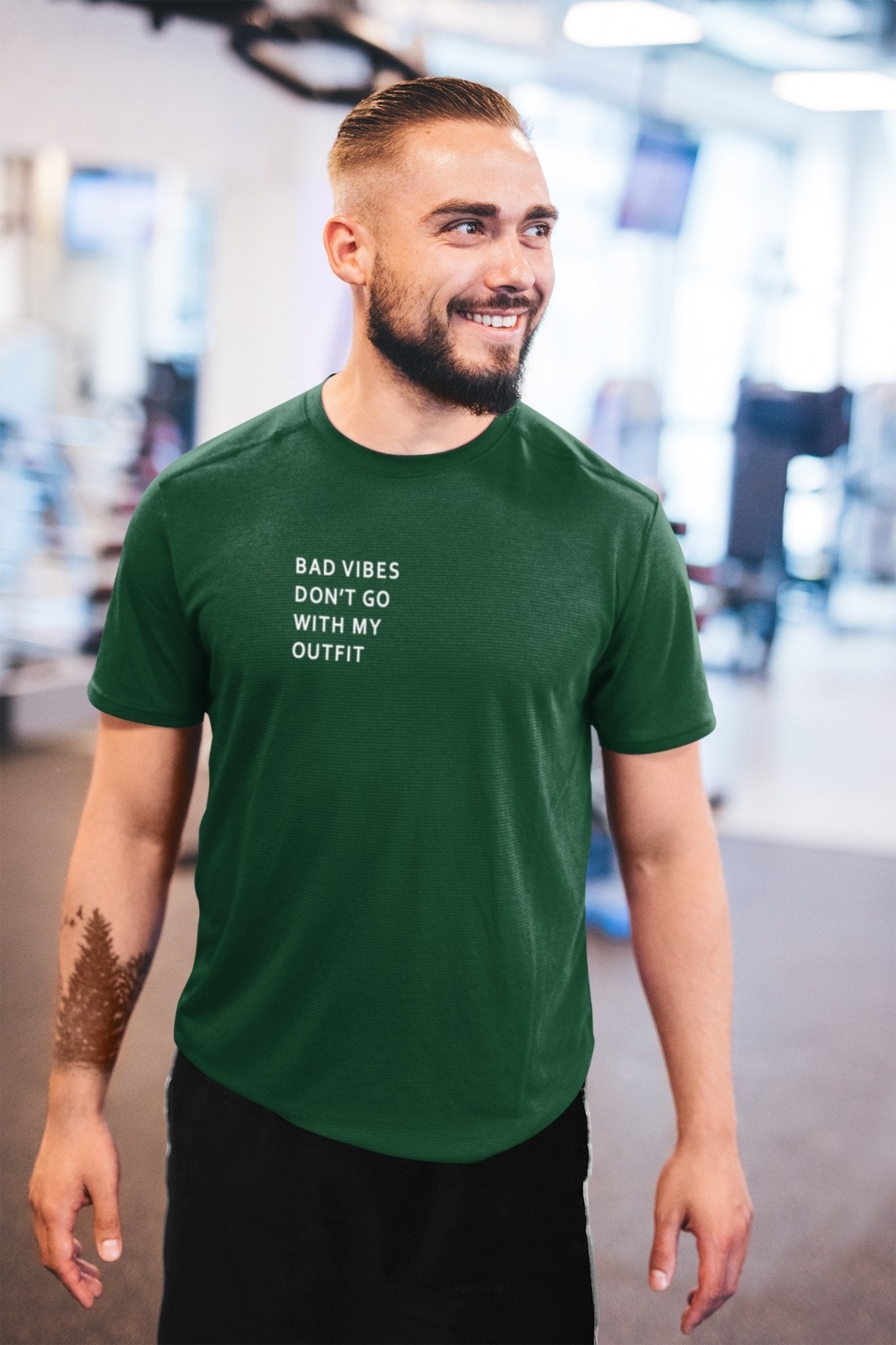 Bad Vibes Dont Go With My Outfit Minimal Mens Half Sleeves T-shirt- FunkyTeesClub - Funky Tees Club