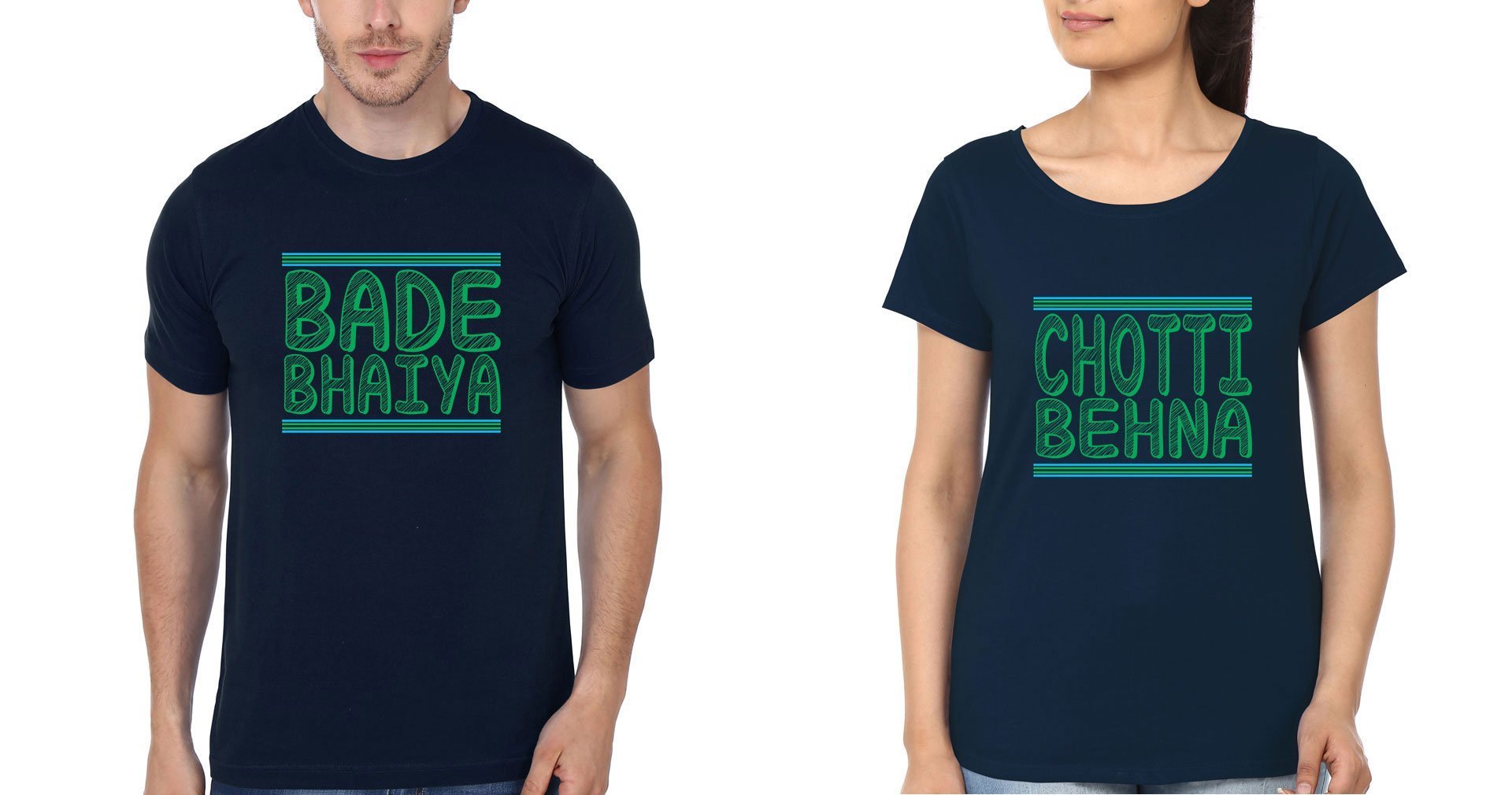Bade Bhaiya Chotti Behna Brother-Sister Half Sleeves T-Shirts -FunkyTees - Funky Tees Club