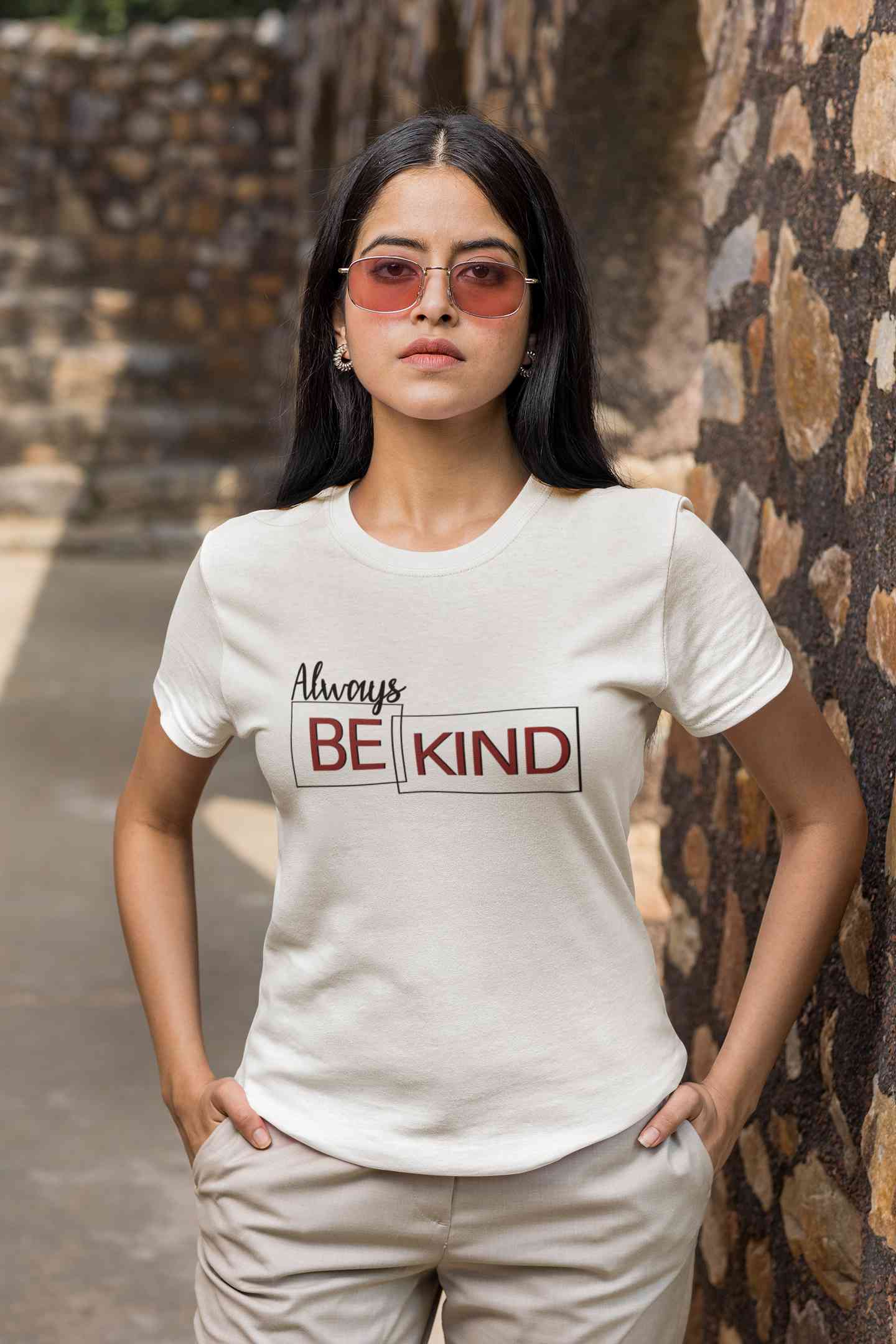 Always Be Kind Typography Women Half Sleeves T-shirt- FunkyTeesClub
