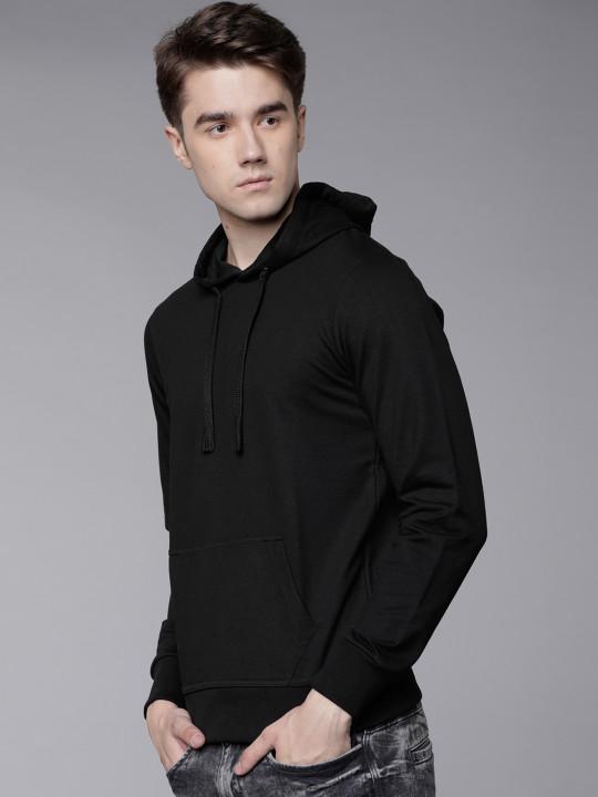 Plain black Hoodie Sweatshirt -FunkyTeesClub