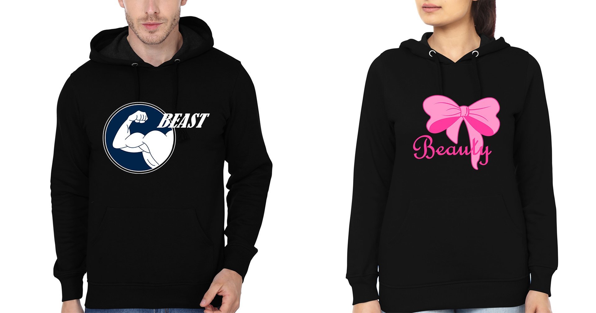 Beast Beauty Couple Hoodie-FunkyTees - Funky Tees Club