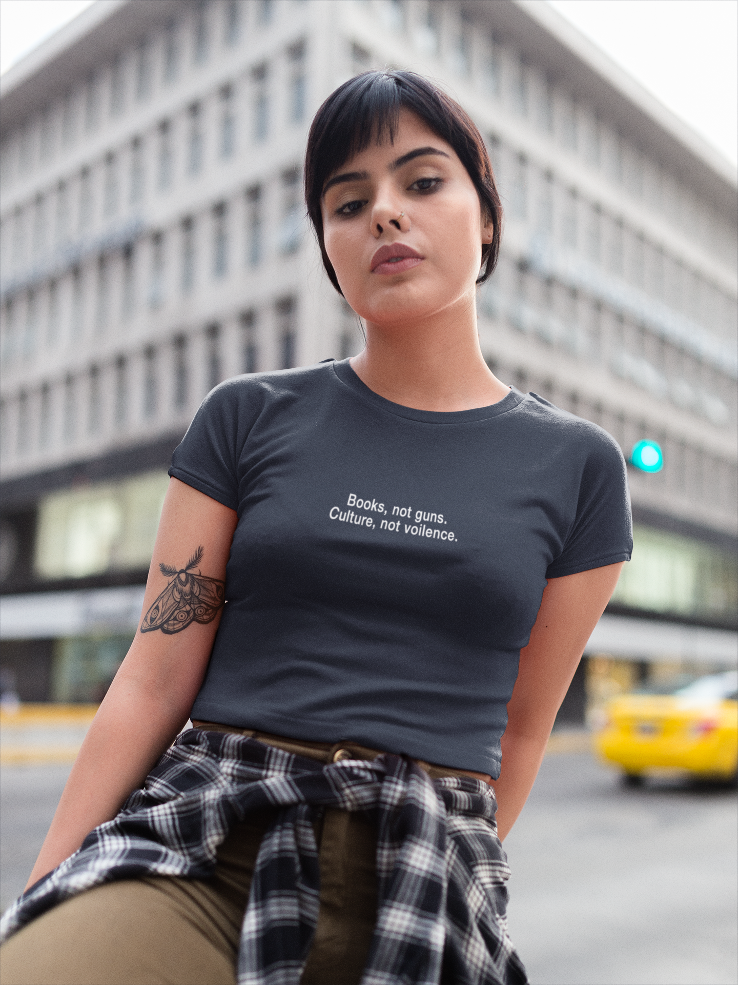 Books Not Gun Minimals Women Crop Top- FunkyTeesClub
