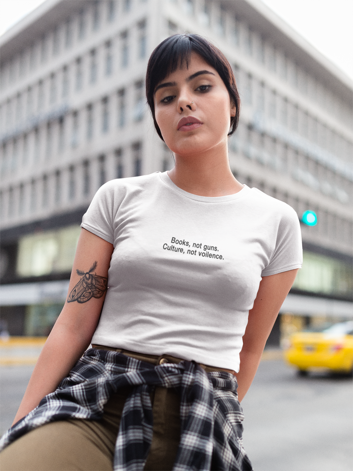 Books Not Gun Minimals Women Crop Top- FunkyTeesClub