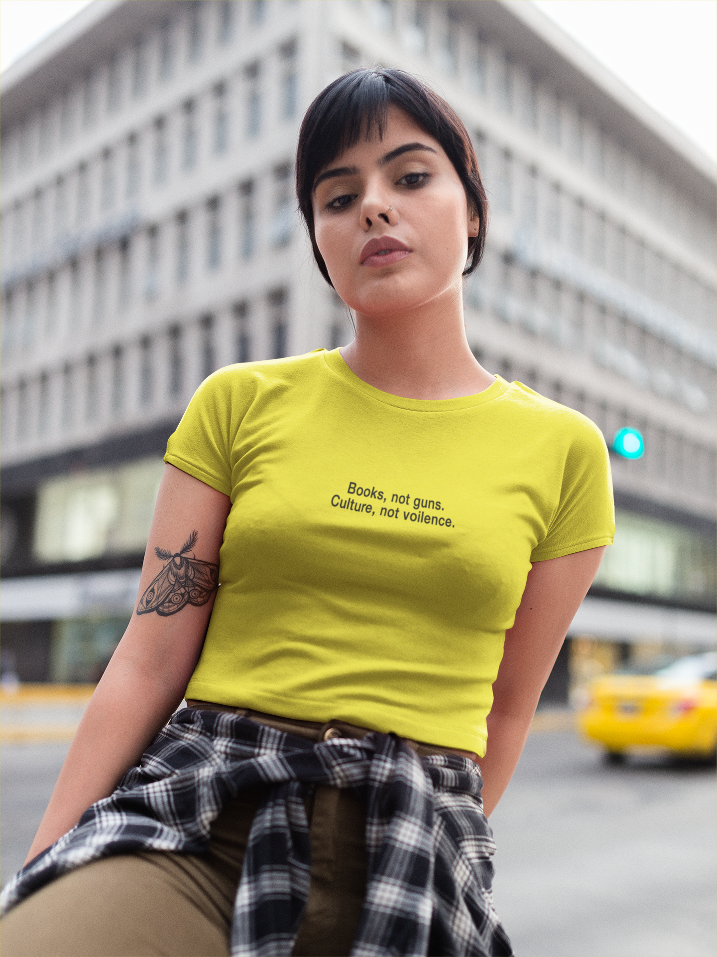 Books Not Gun Minimals Women Crop Top- FunkyTeesClub