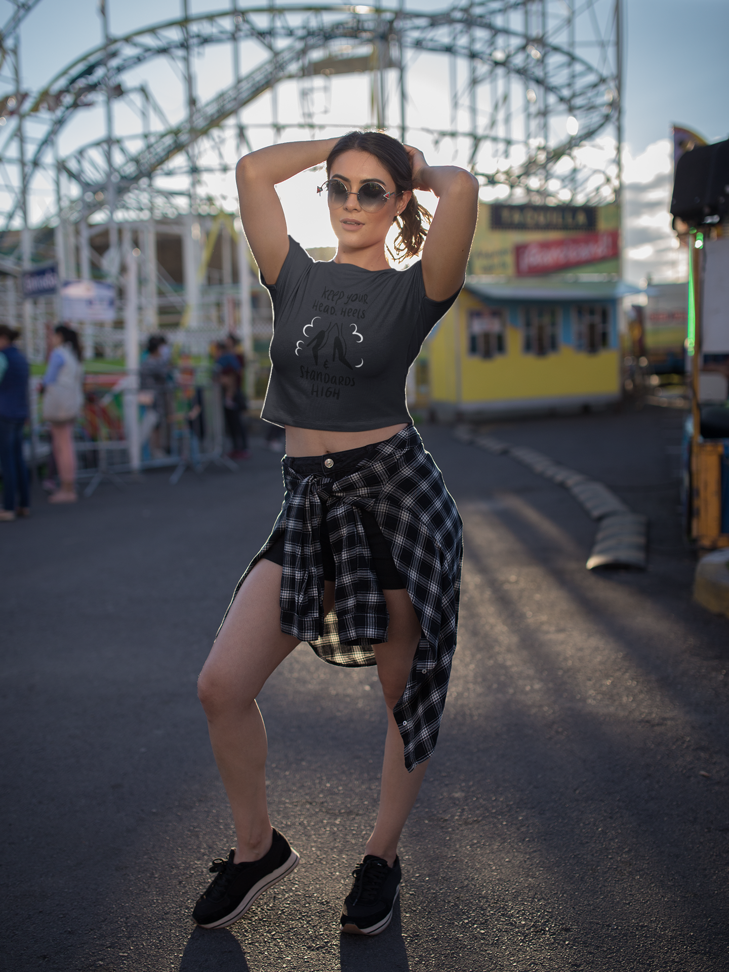 Heels Women Crop Top- FunkyTeesClub