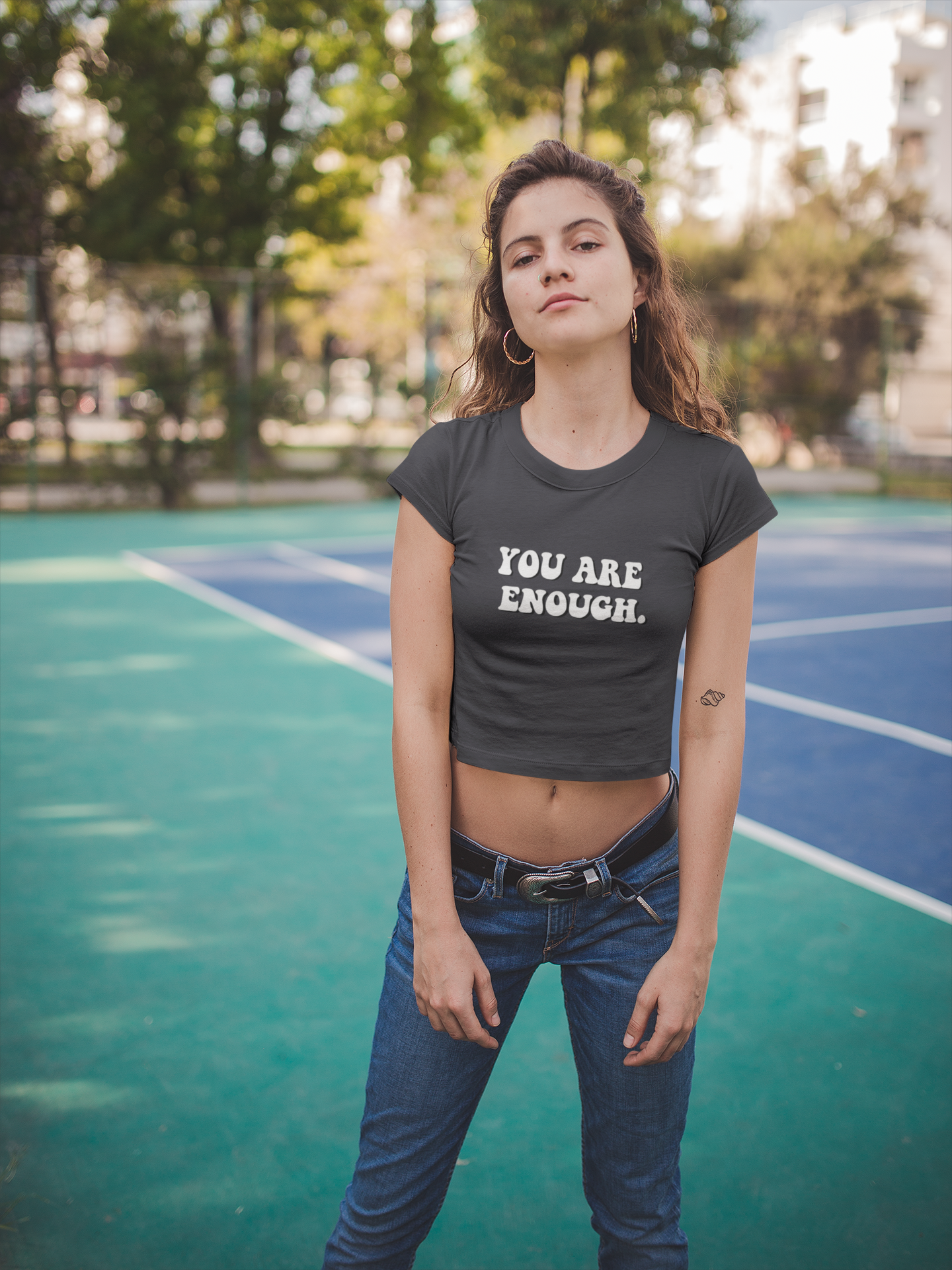 You Are Enough Quotes Women Crop Top- FunkyTeesClub
