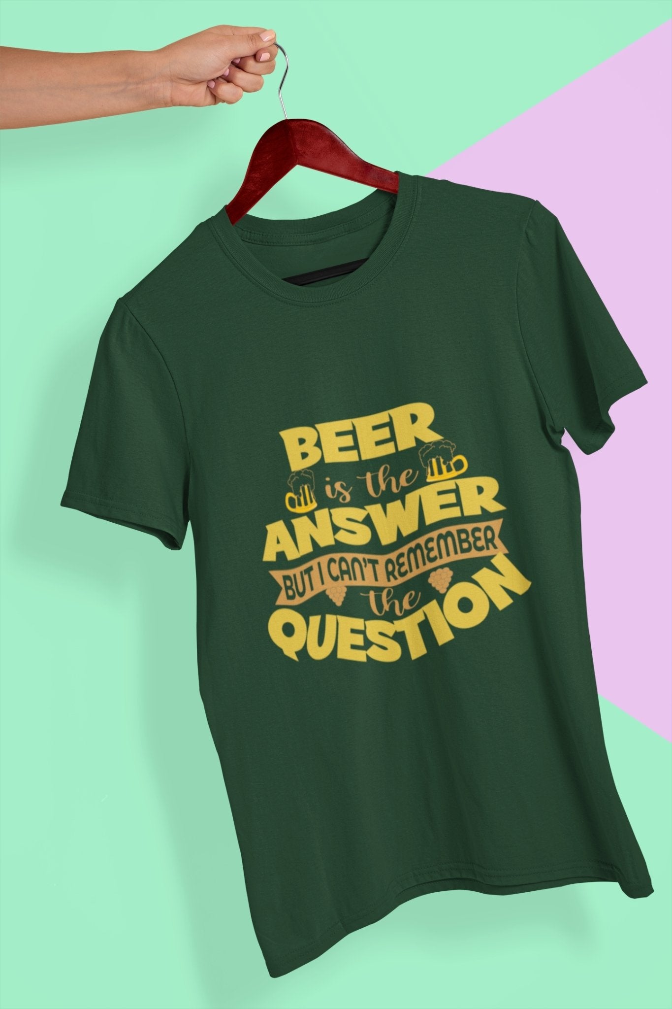 Beer Is The Answer Mens Half Sleeves T-shirt- FunkyTeesClub - Funky Tees Club