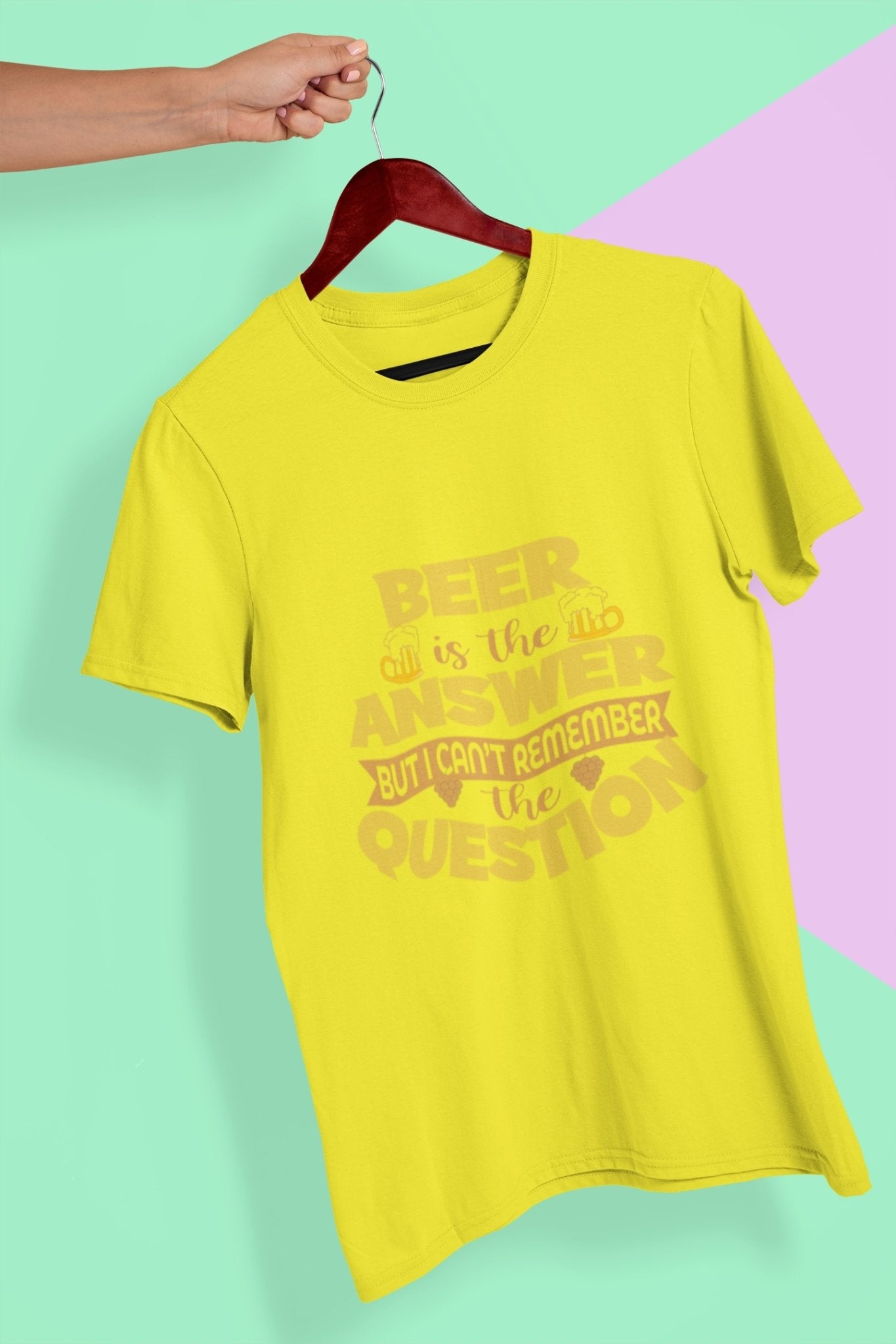 Beer Is The Answer Mens Half Sleeves T-shirt- FunkyTeesClub - Funky Tees Club