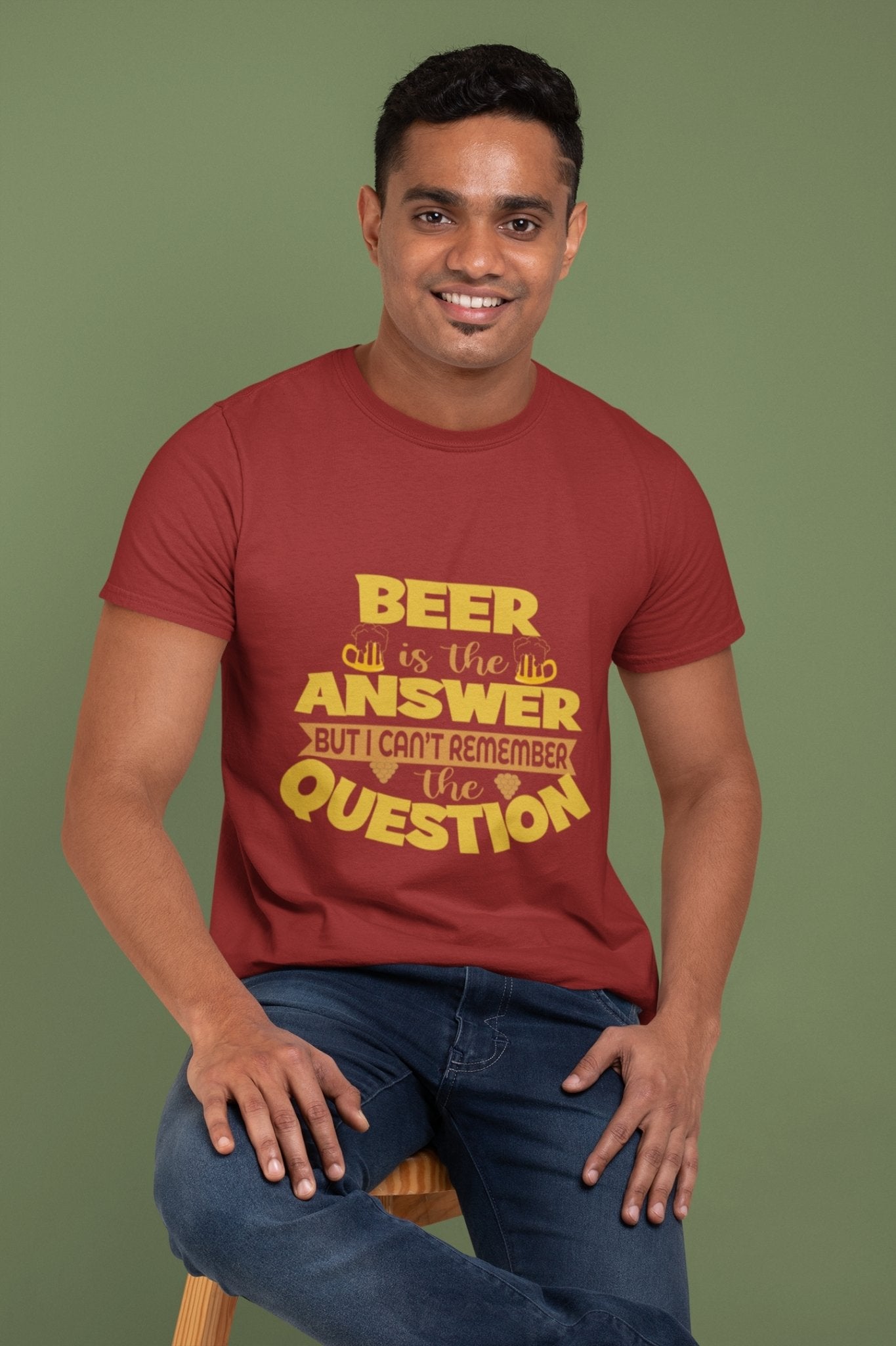 Beer Is The Answer Mens Half Sleeves T-shirt- FunkyTeesClub - Funky Tees Club