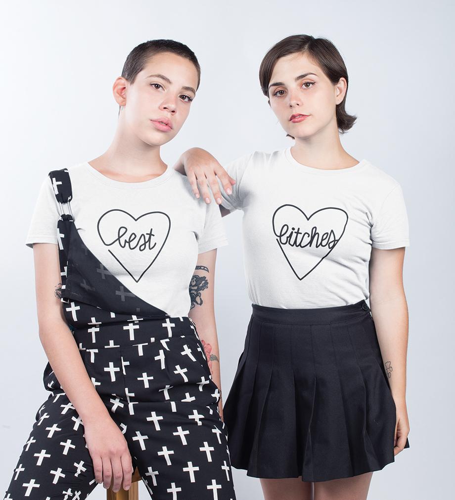 Best Bitches BFF Half Sleeves T-Shirts-FunkyTees - Funky Tees Club