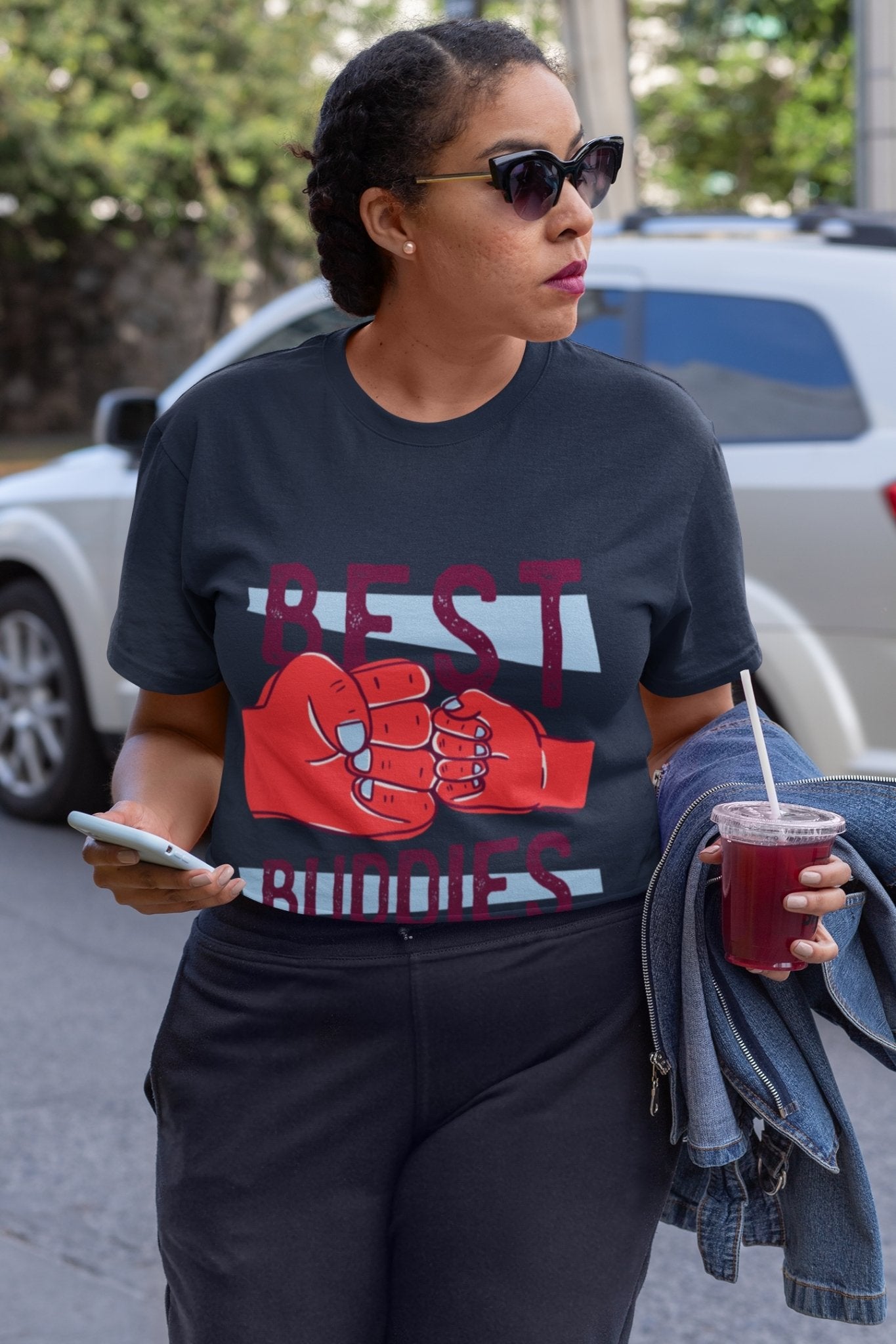 Best Buddies Women Crop Top- FunkyTeesClub - Funky Tees Club