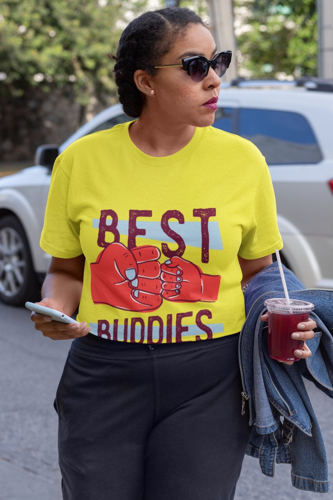 Best Buddies Women Crop Top- FunkyTeesClub - Funky Tees Club
