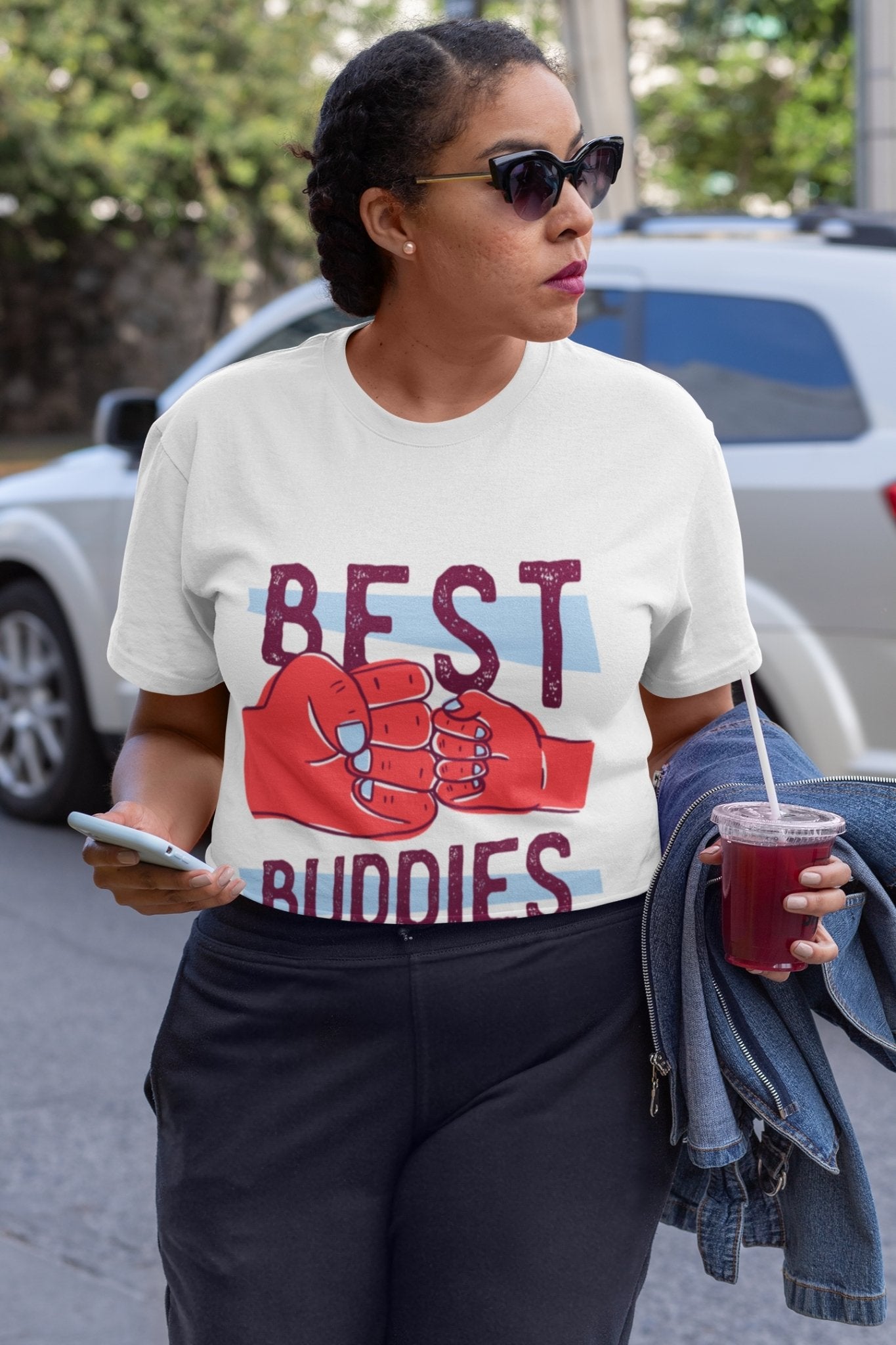 Best Buddies Women Crop Top- FunkyTeesClub - Funky Tees Club
