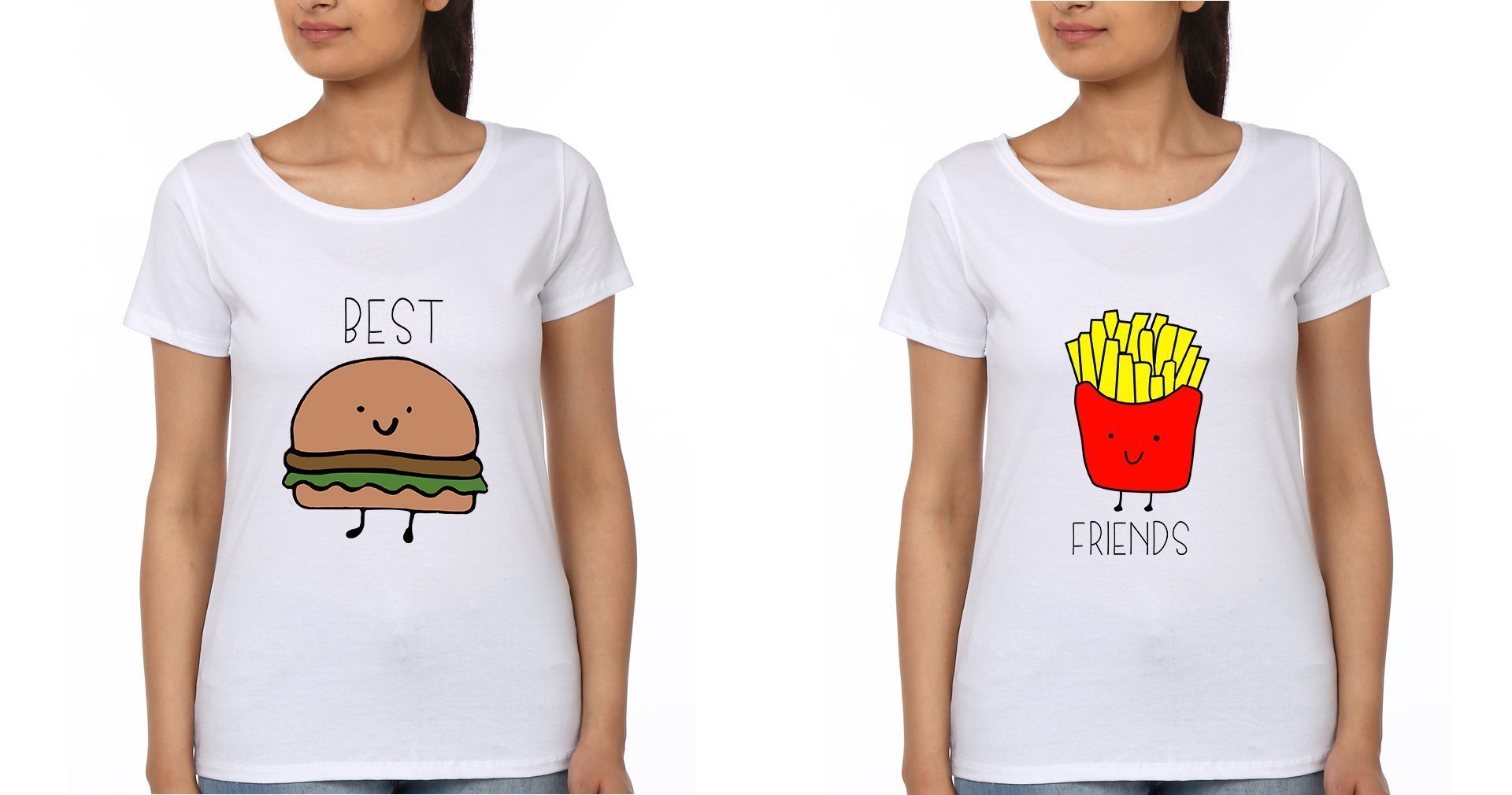 Best Friend BFF Half Sleeves T-Shirts-FunkyTees - Funky Tees Club
