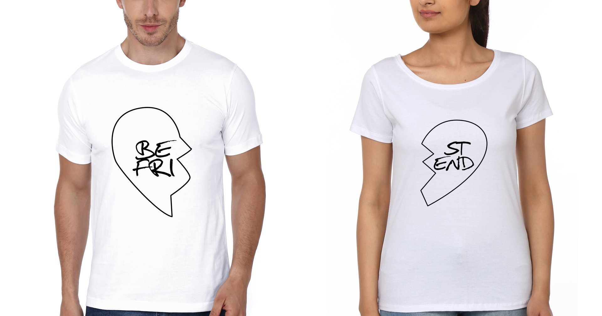 Best Friend BFF Half Sleeves T-Shirts-FunkyTees - Funky Tees Club