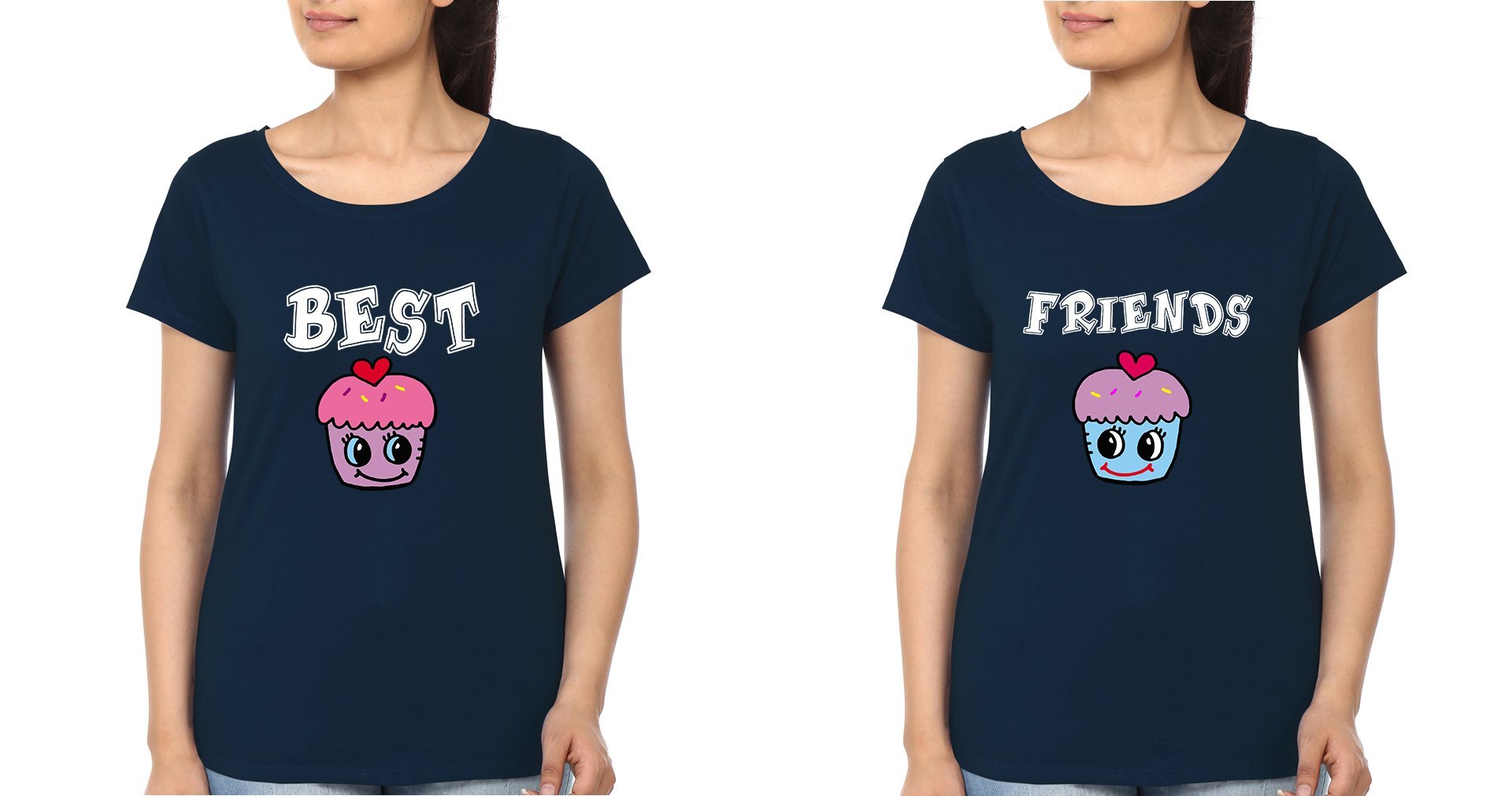 Best Friends BFF Half Sleeves T-Shirts-FunkyTees - Funky Tees Club