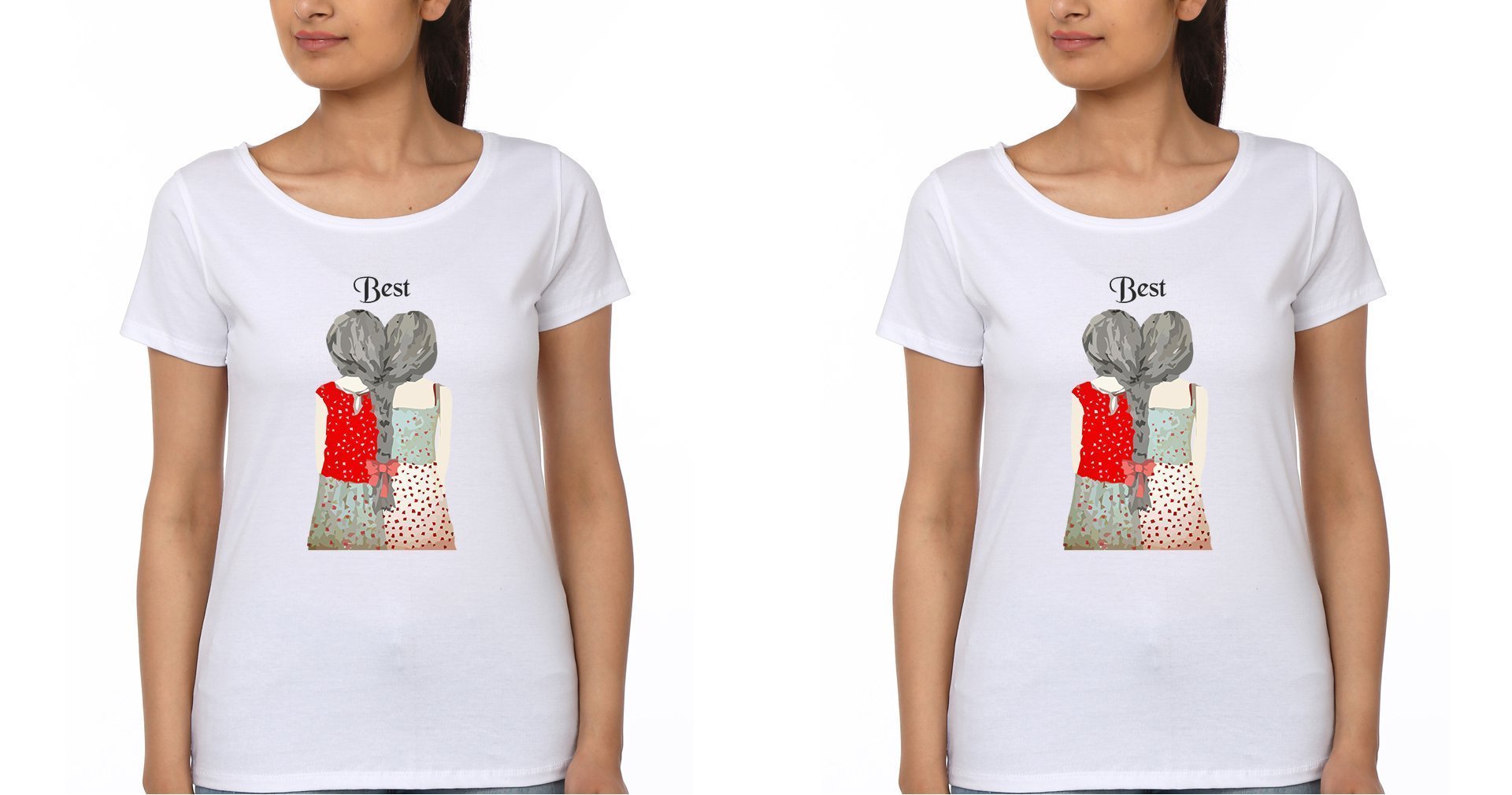 Best Friends BFF Half Sleeves T-Shirts-FunkyTees - Funky Tees Club