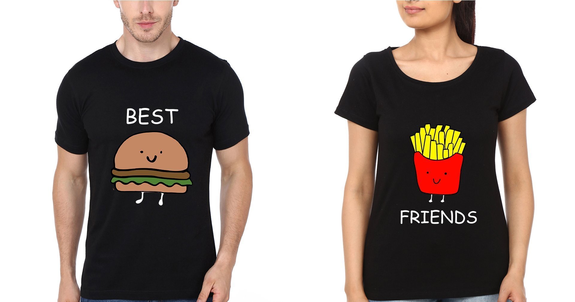 Best Friends BFF Half Sleeves T-Shirts-FunkyTees - Funky Tees Club