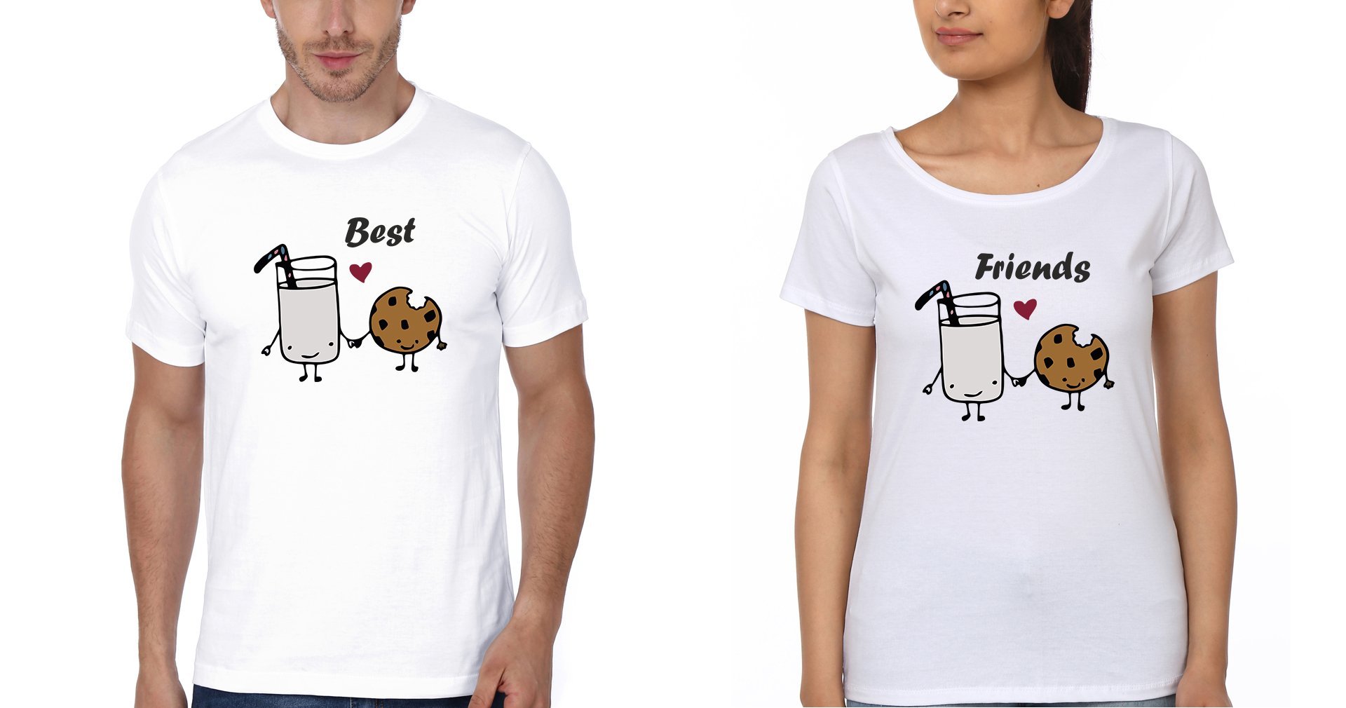 Best Friends BFF Half Sleeves T-Shirts-FunkyTees - Funky Tees Club