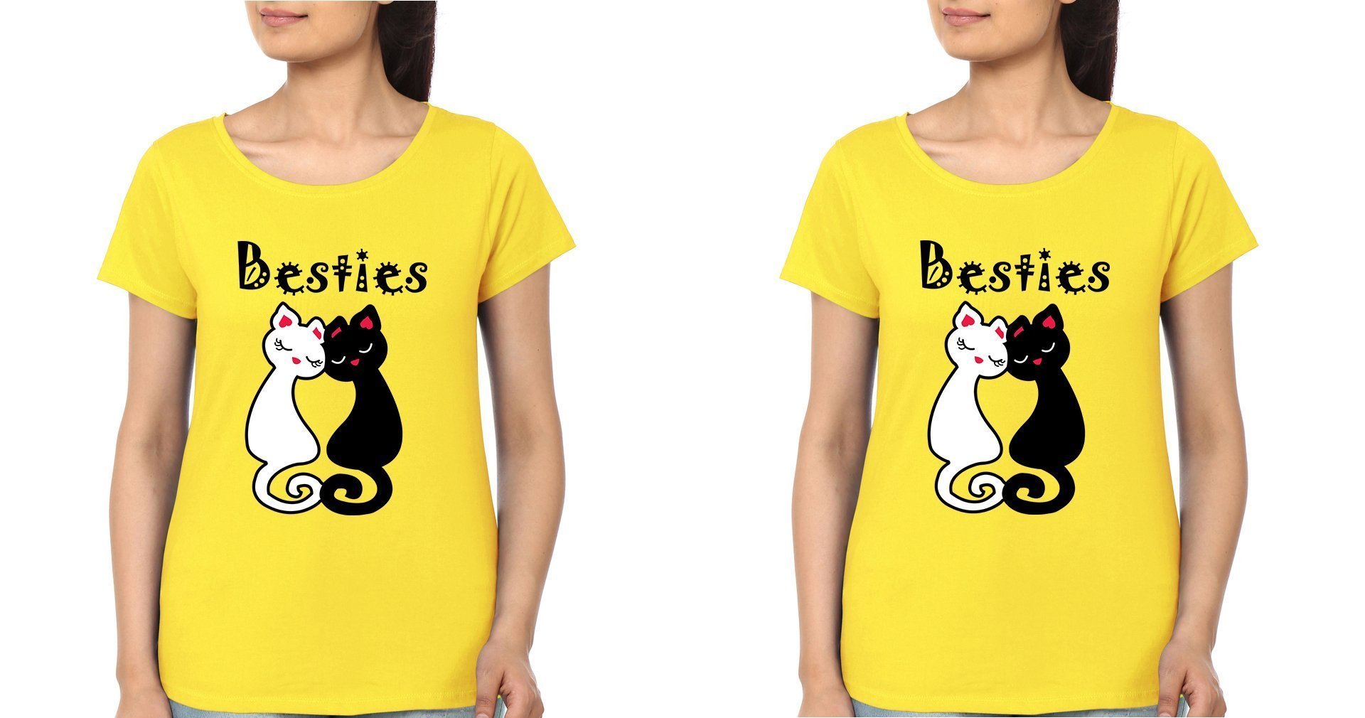 Besties BFF Half Sleeves T-Shirts-FunkyTees - Funky Tees Club
