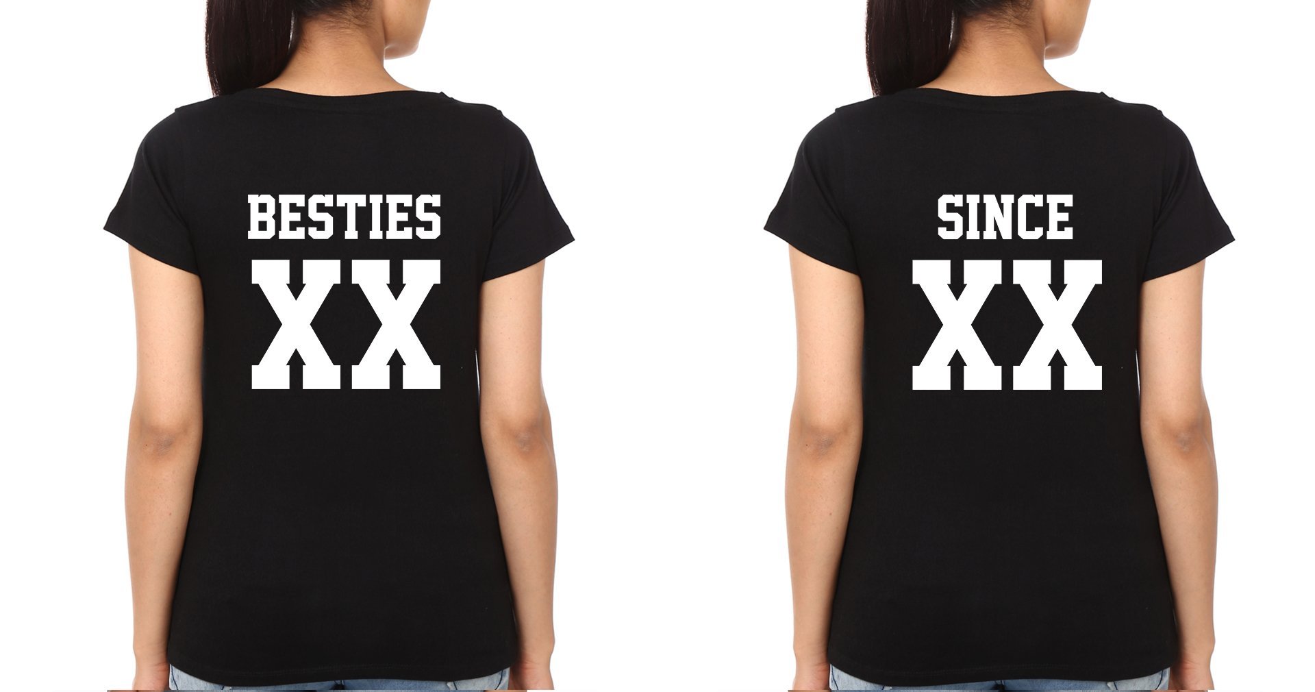 Besties BFF Half Sleeves T-Shirts-FunkyTees - Funky Tees Club